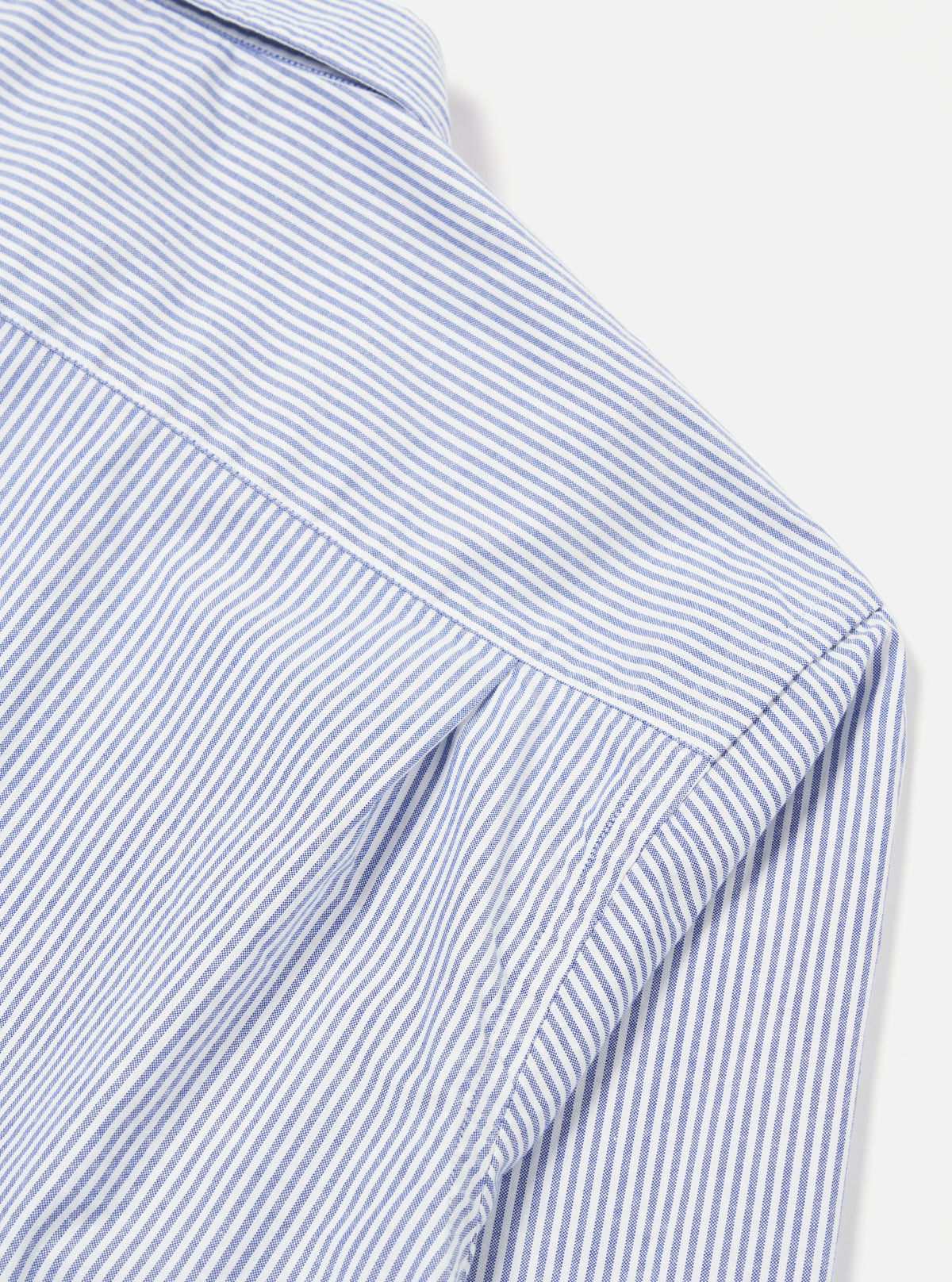 Universal Works Square Pocket Shirt in Navy Security Stripe Cotton