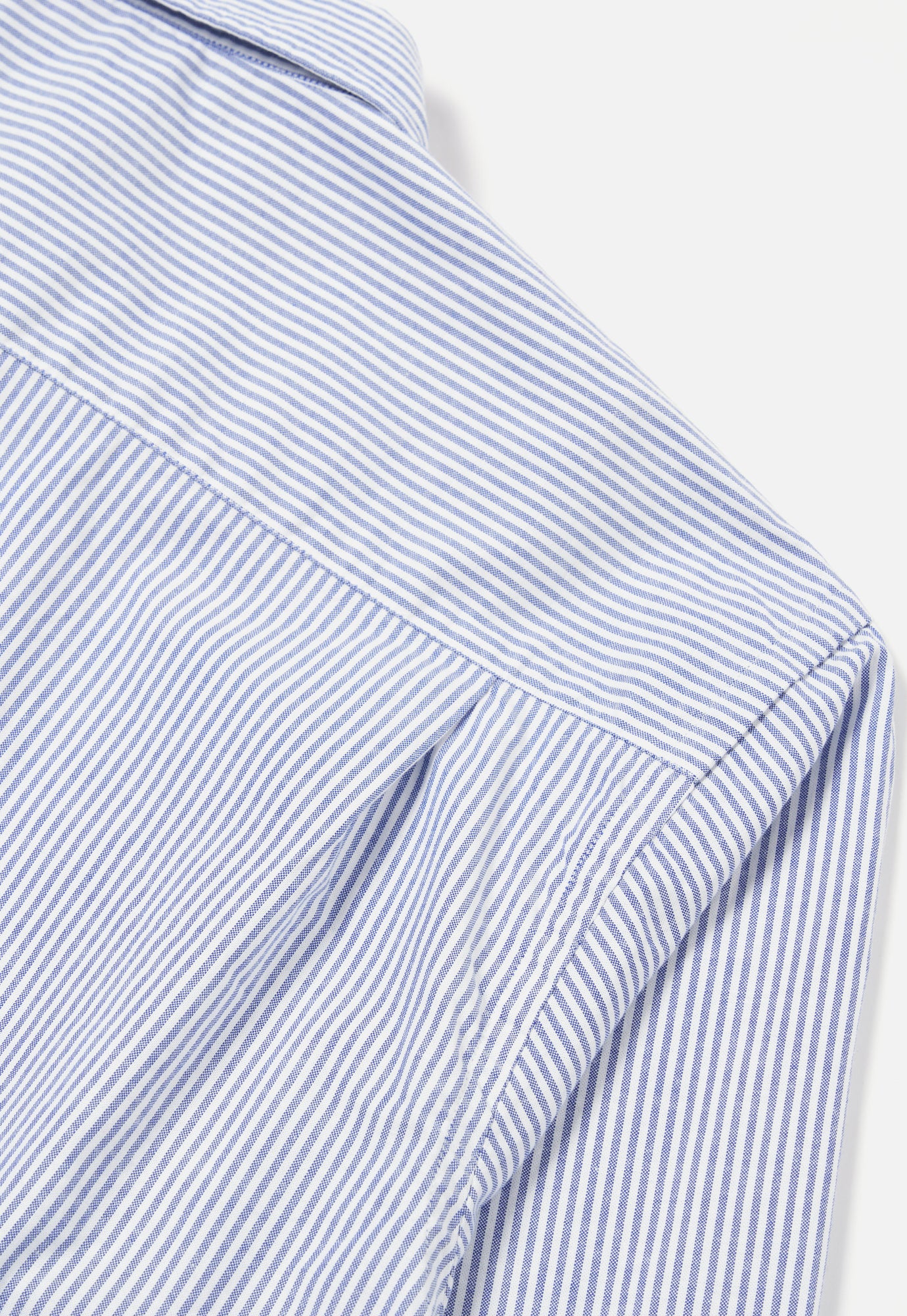 Universal Works Square Pocket Shirt in Navy Security Stripe Cotton