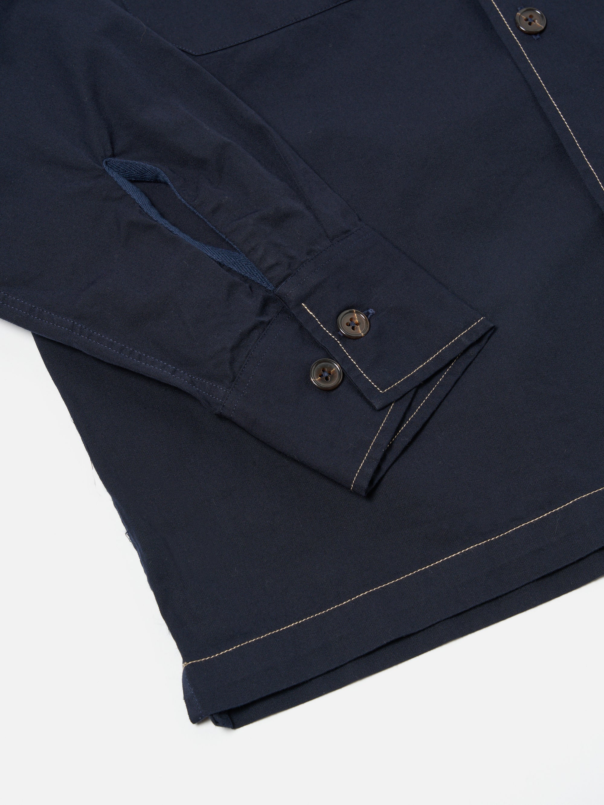 Universal Works L/S Utility Shirt in Navy Military Shirting