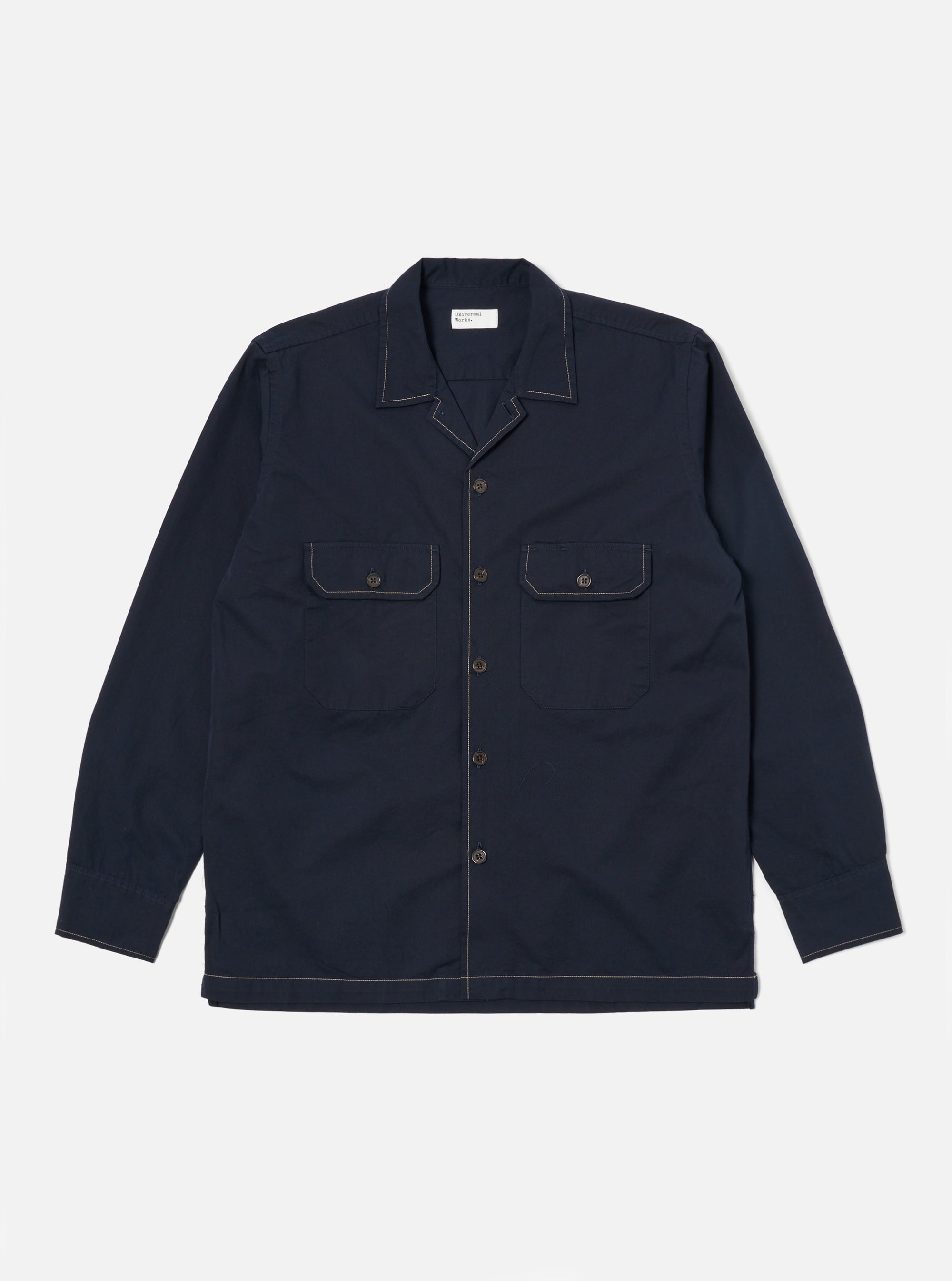 Universal Works L/S Utility Shirt in Navy Military Shirting