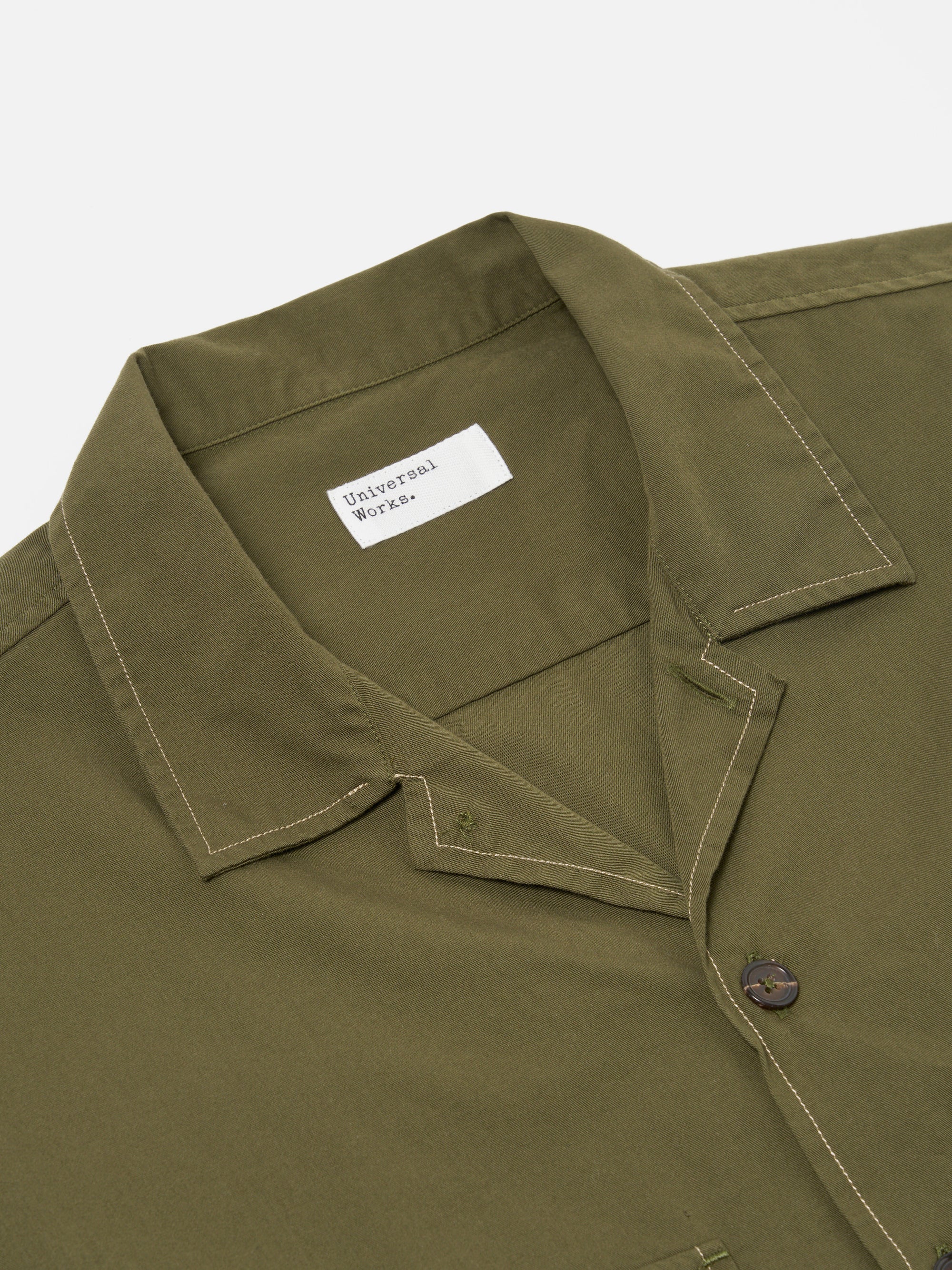 Universal Works L/S Utility Shirt in Olive Military Shirting