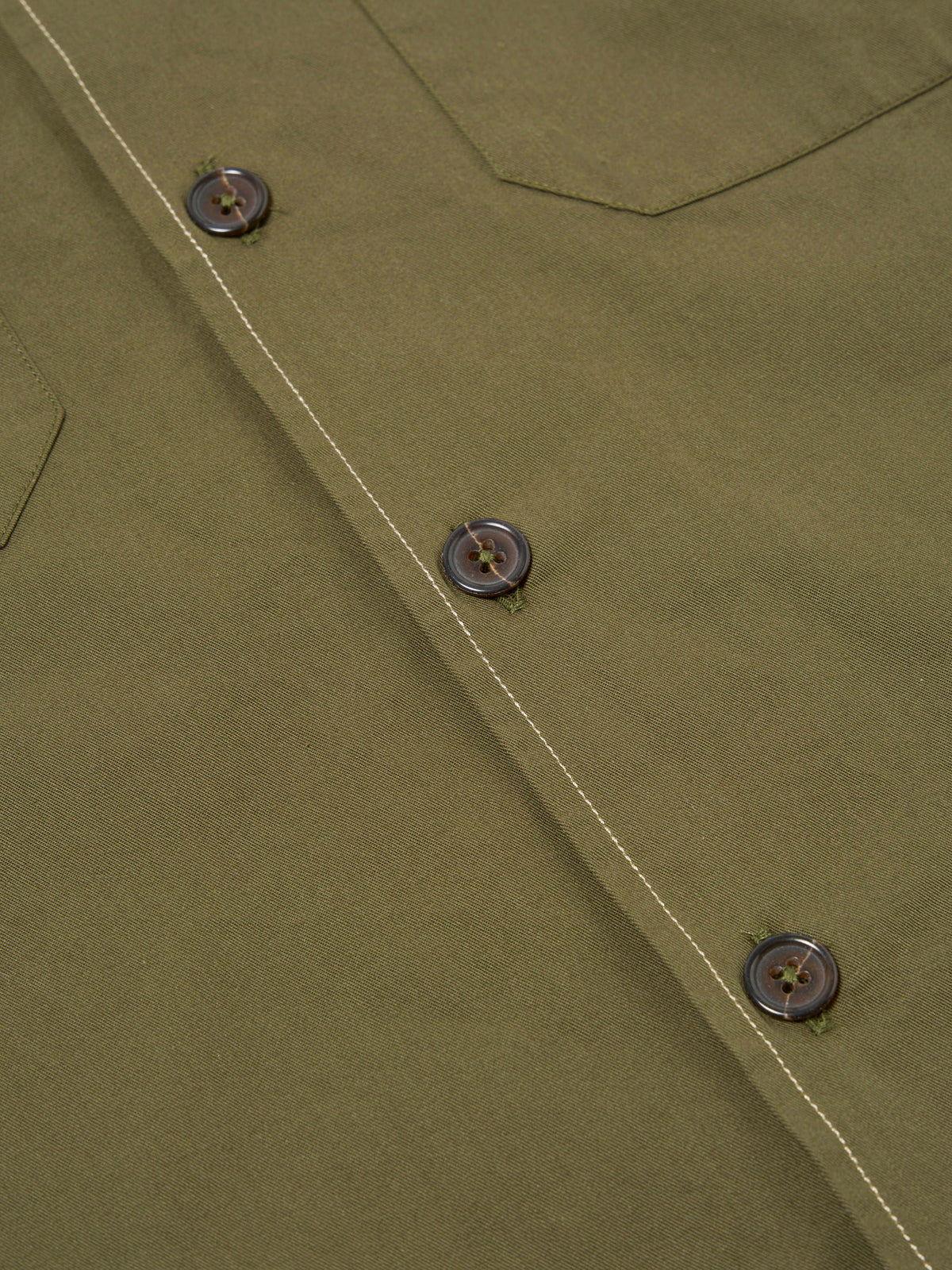 Universal Works L/S Utility Shirt in Olive Military Shirting