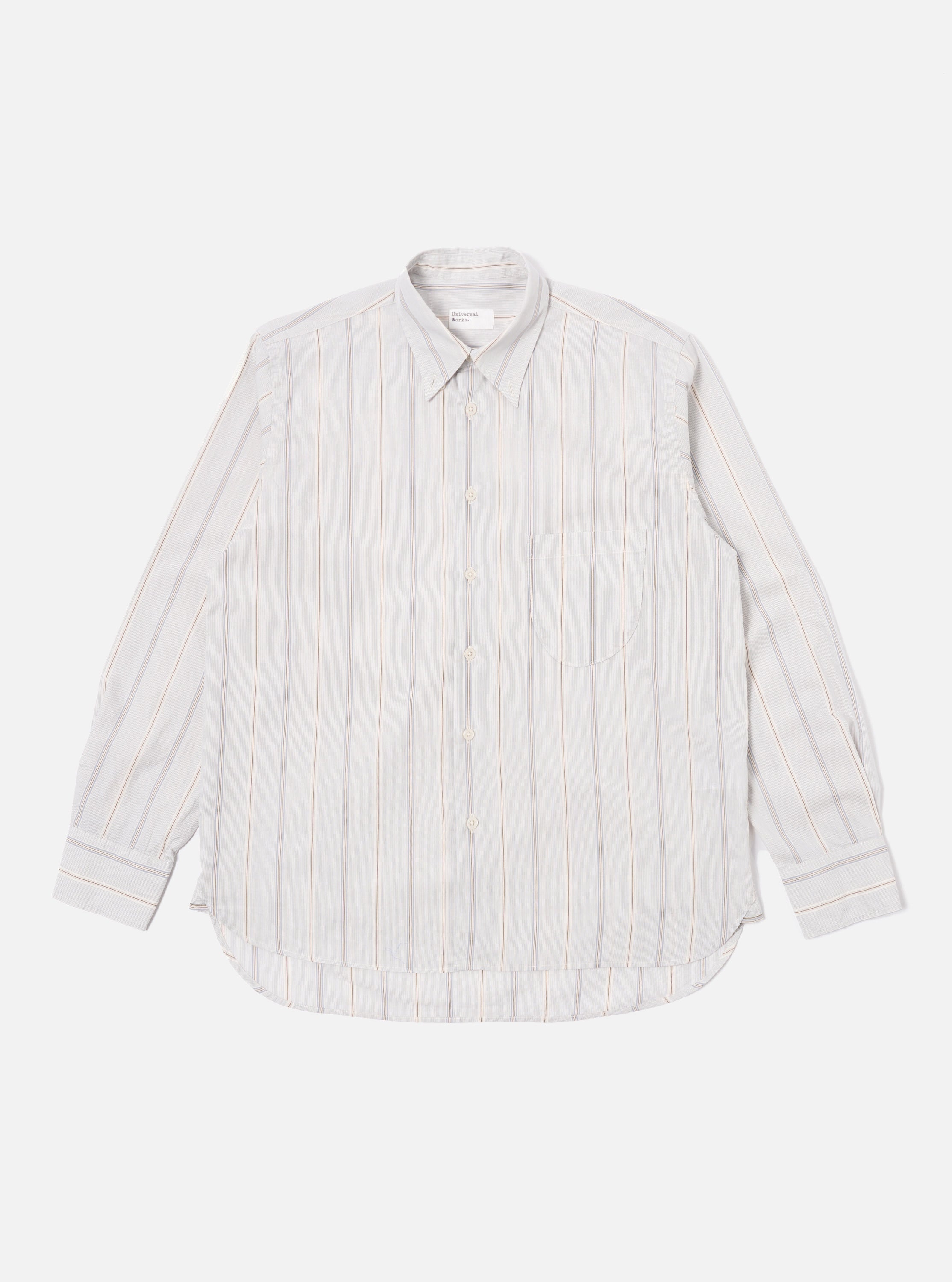 Universal Works Lazy Day Shirt in Ecru Sydney Stripe