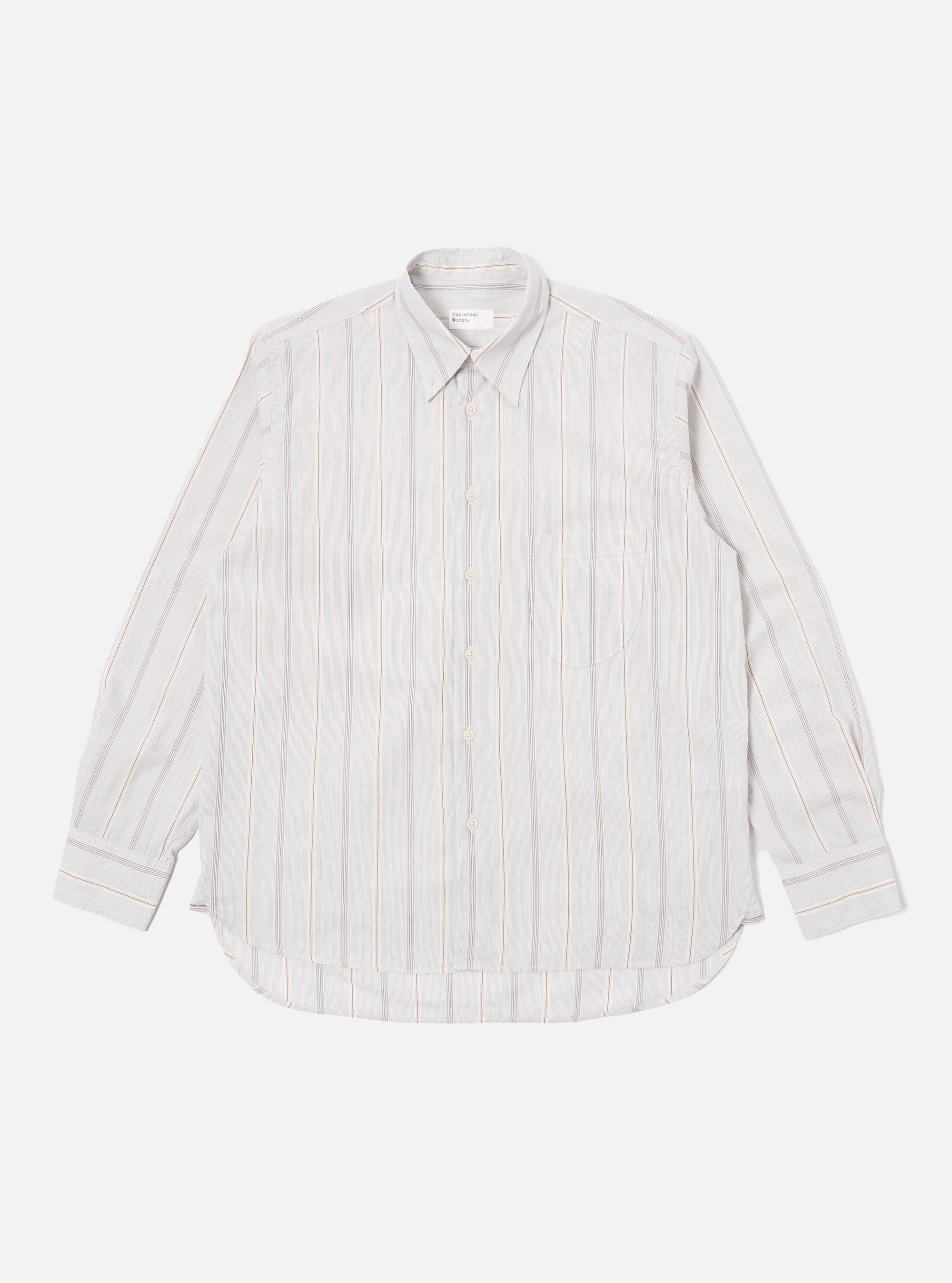 Universal Works Lazy Day Shirt in Ecru Sydney Stripe