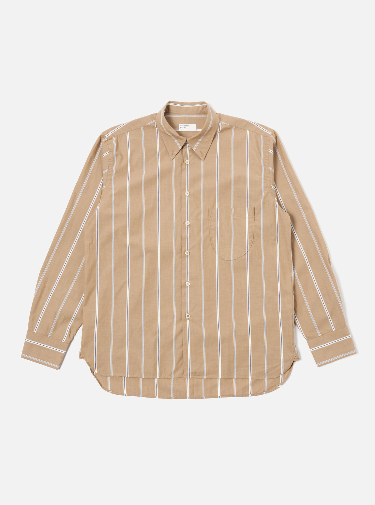 Universal Works Lazy Day Shirt in Sand Sydney Stripe