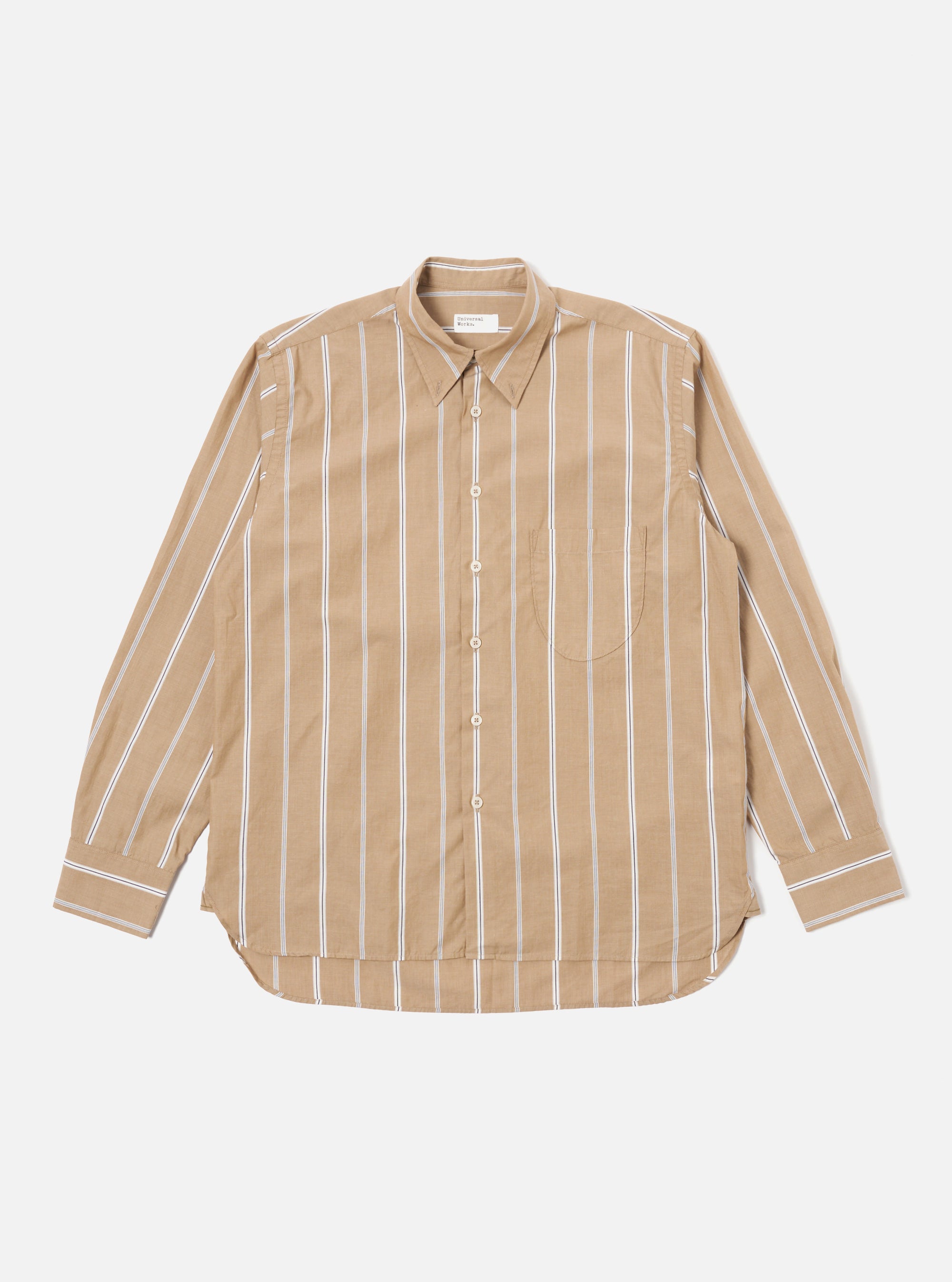 Universal Works Lazy Day Shirt in Sand Sydney Stripe