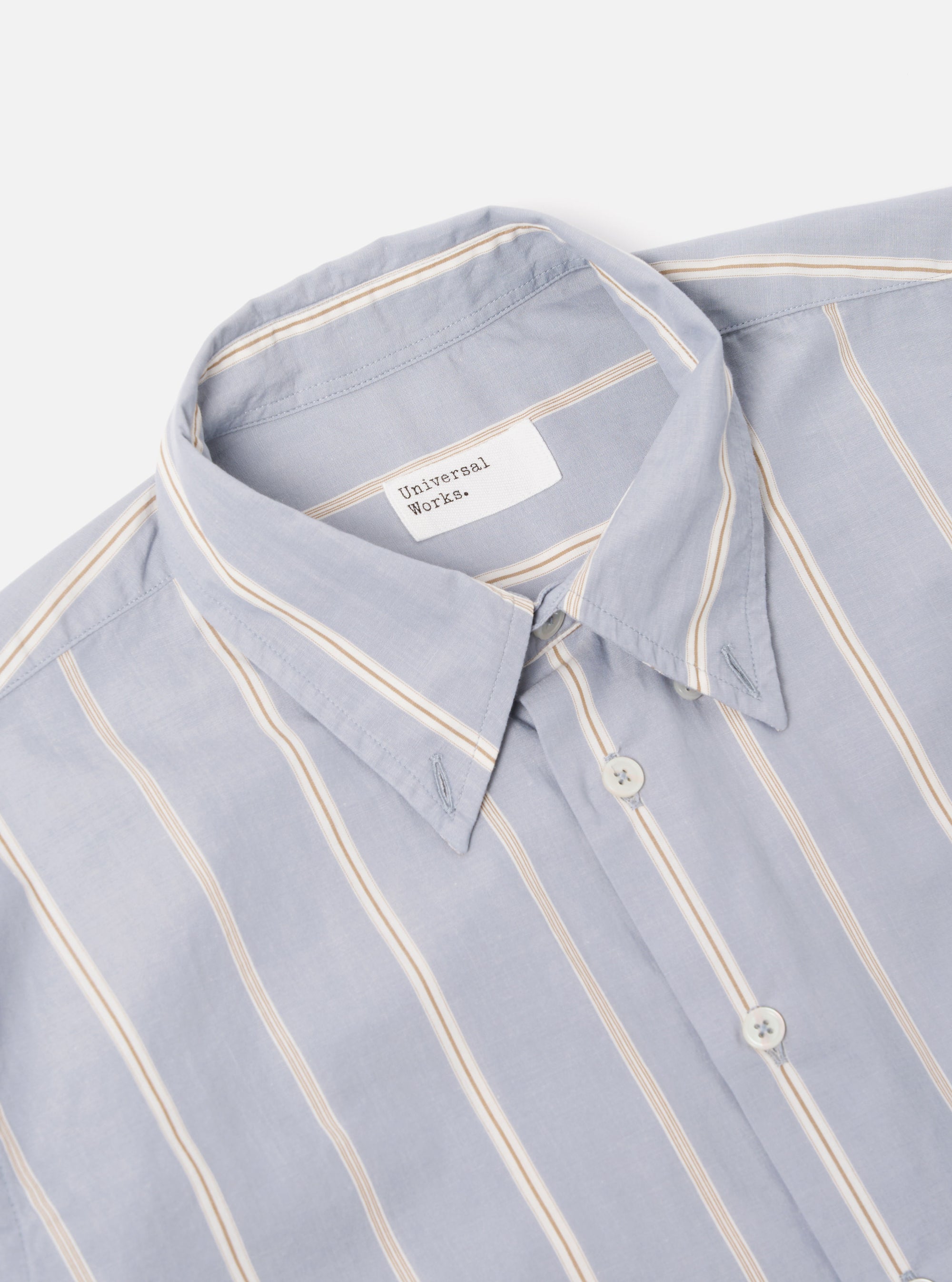 Universal Works Lazy Day Shirt in Blue Sydney Stripe