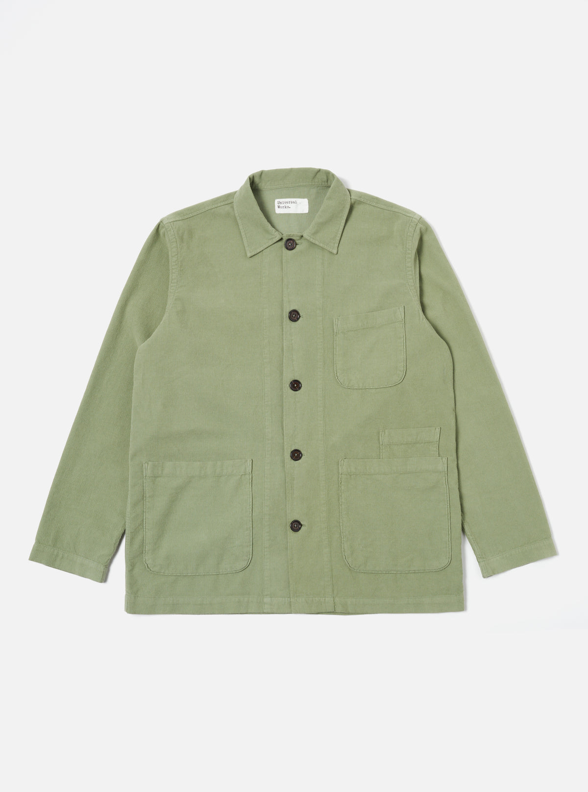 Universal Works Bakers Overshirt in Light Olive Fine Cord