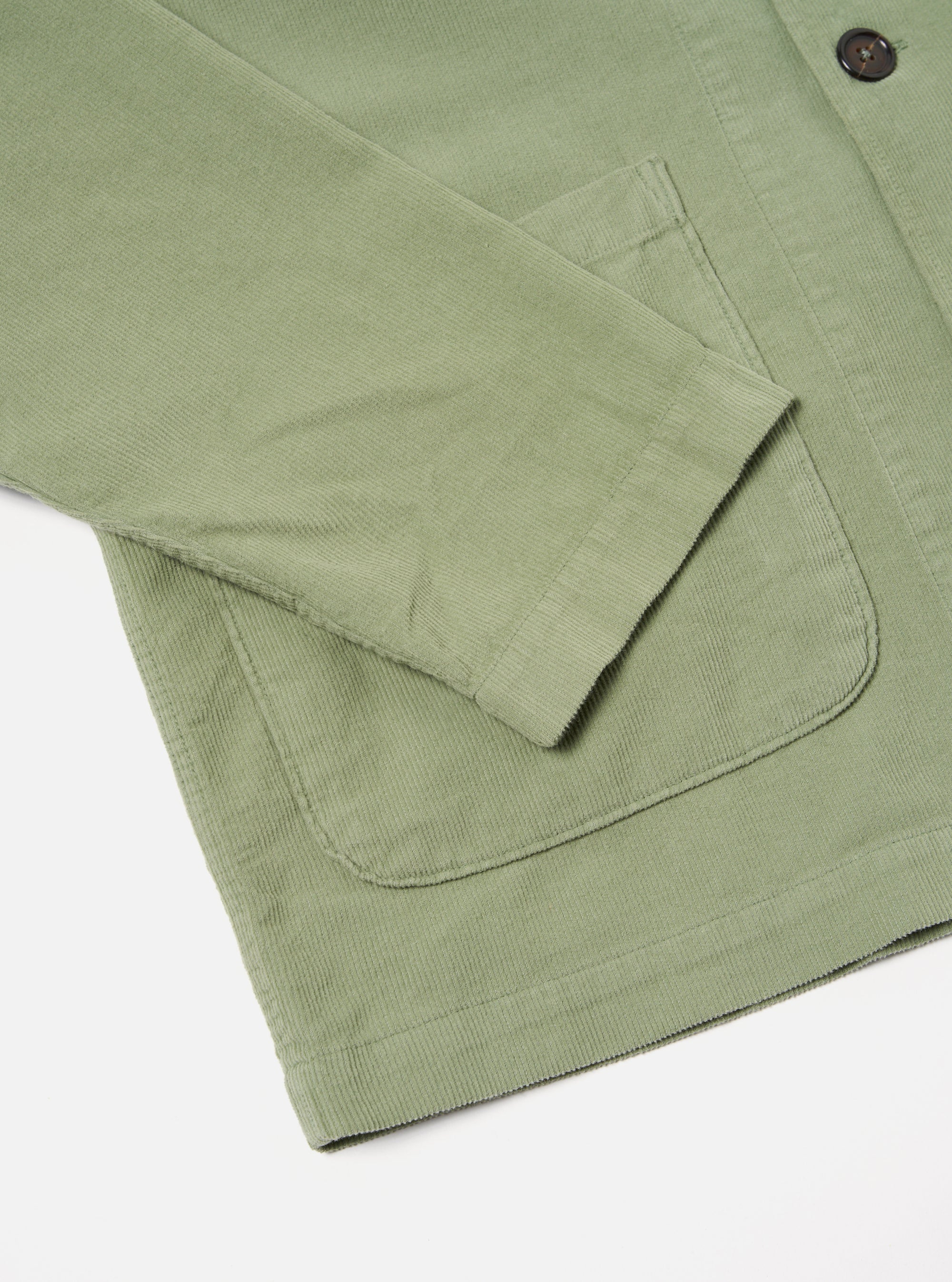 Universal Works Bakers Overshirt in Light Olive Fine Cord