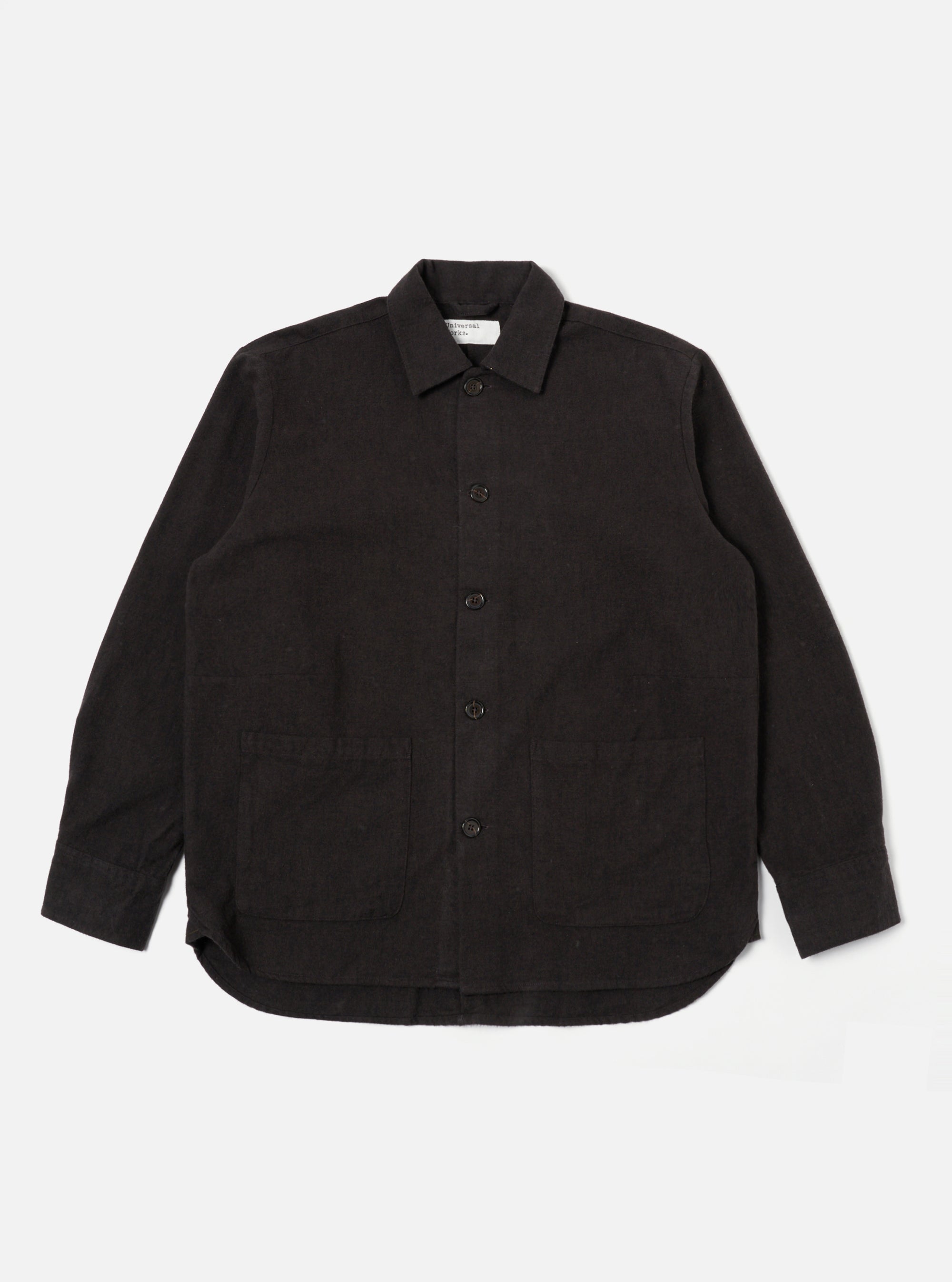 Universal Works Travail Overshirt in Brown Soft Flannel Cotton