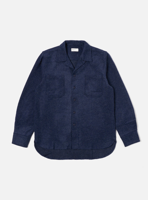 Universal Works Work Shirt in Navy Dam Marl