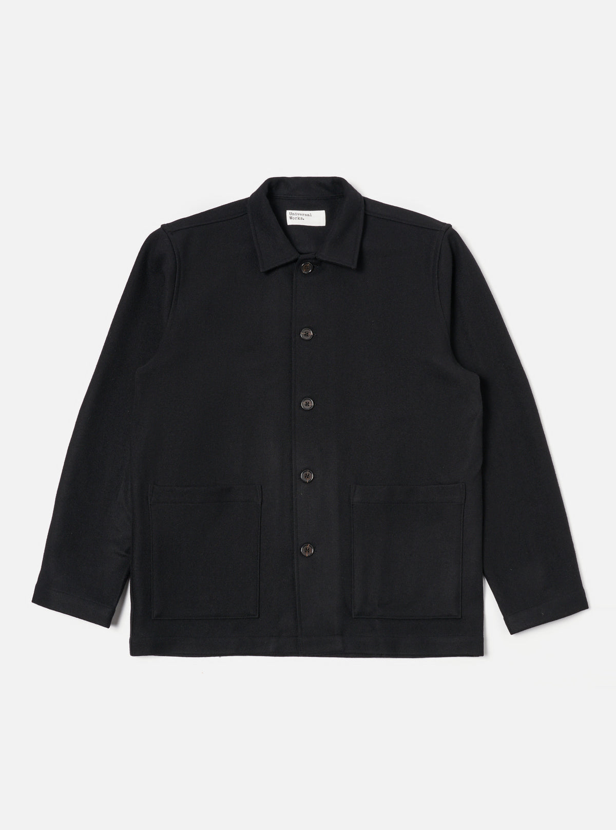 Universal Works Easy Jacket in Black Melton