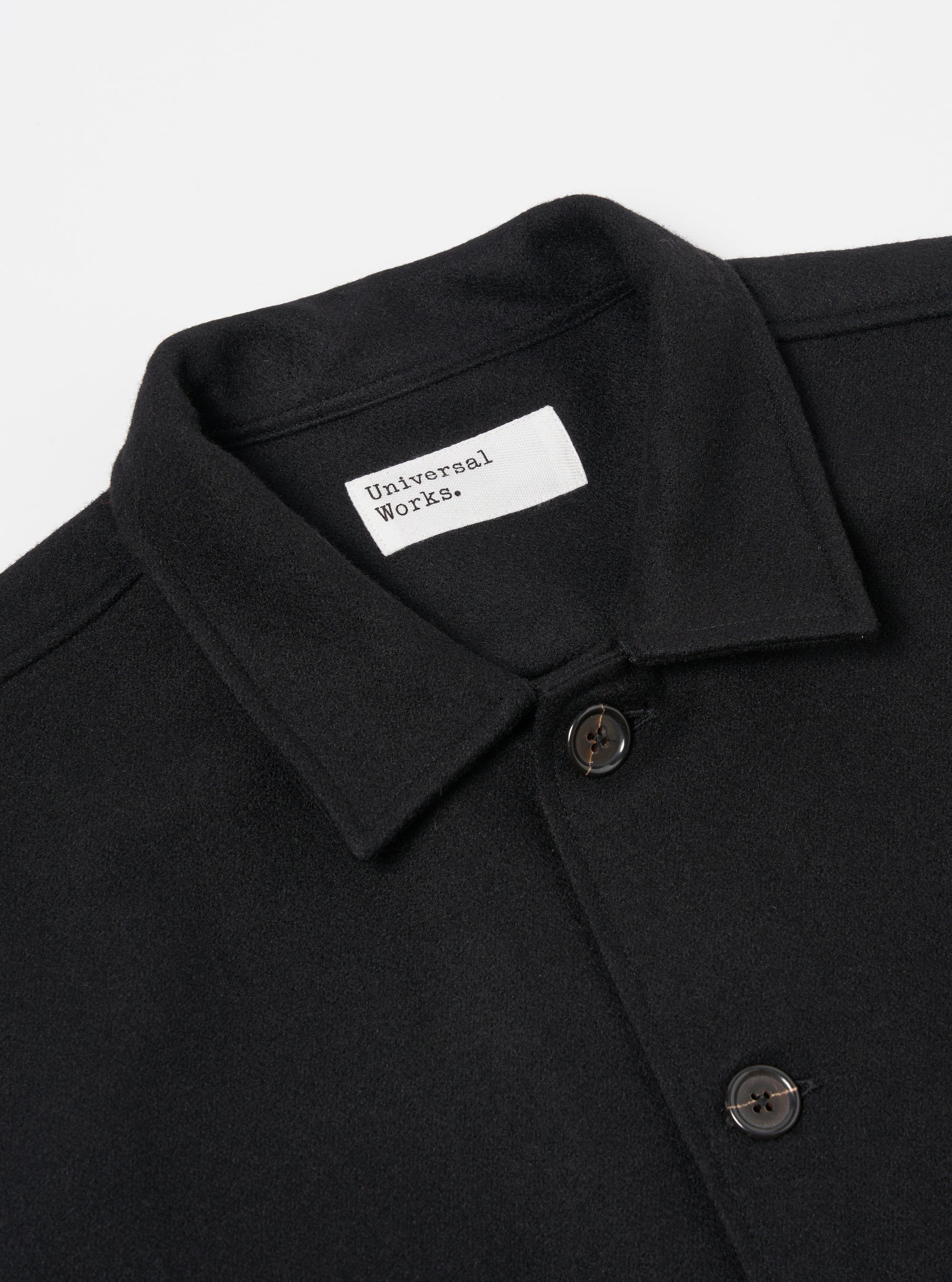 Universal Works Easy Jacket in Black Melton