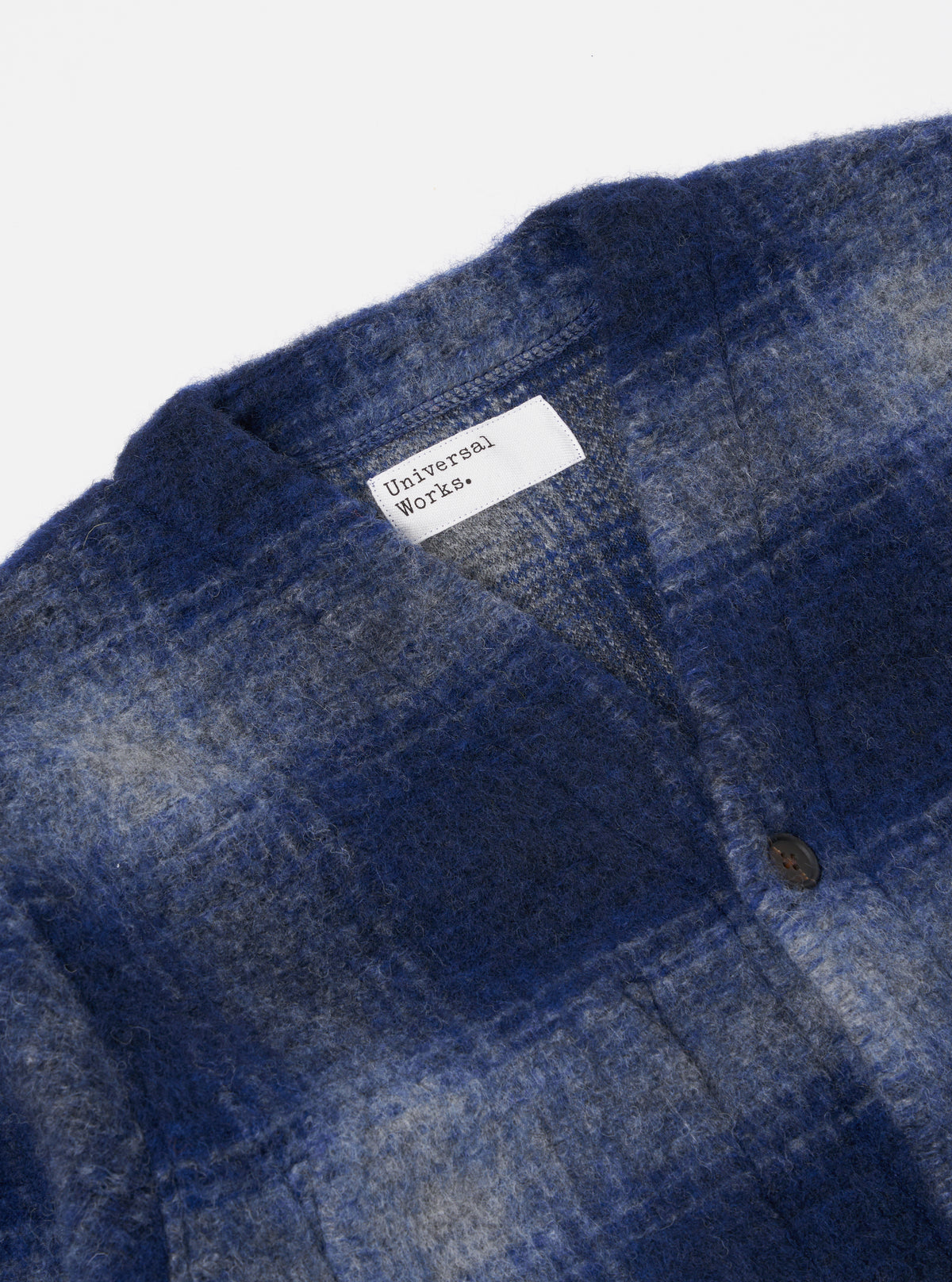 Universal Works Cardigan in Navy/Grey Fresco Fleece