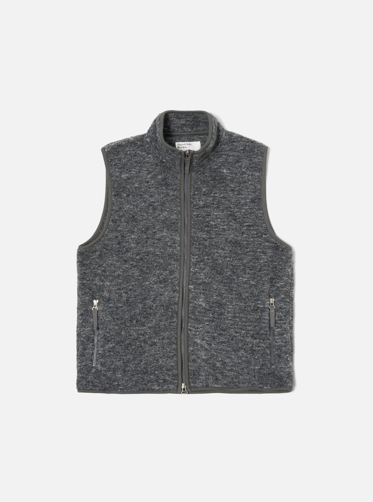 Universal Works Climbing Gilet in Grey Teddy Fleece