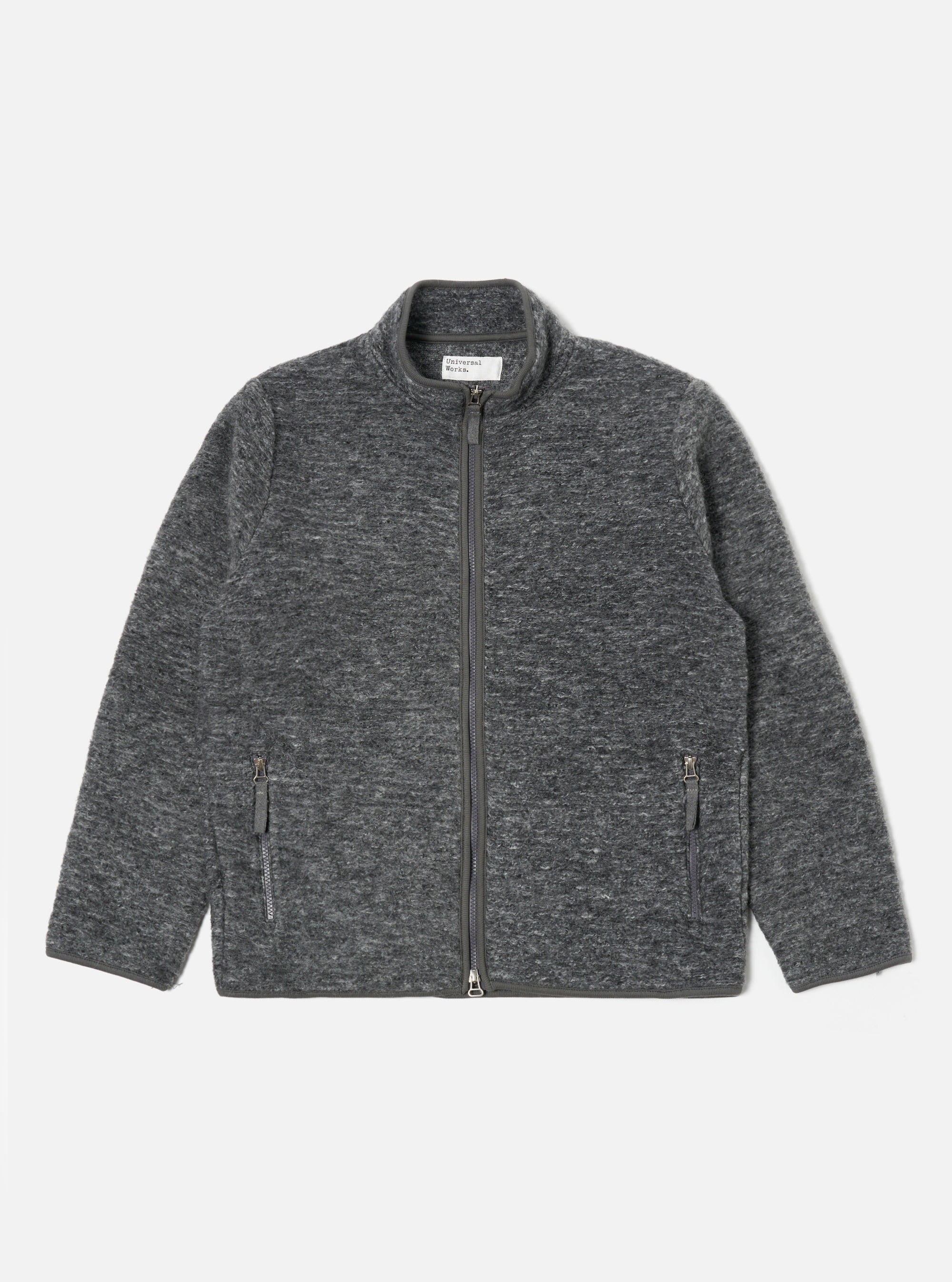 Universal Works Climbing Jacket in Grey Teddy Fleece