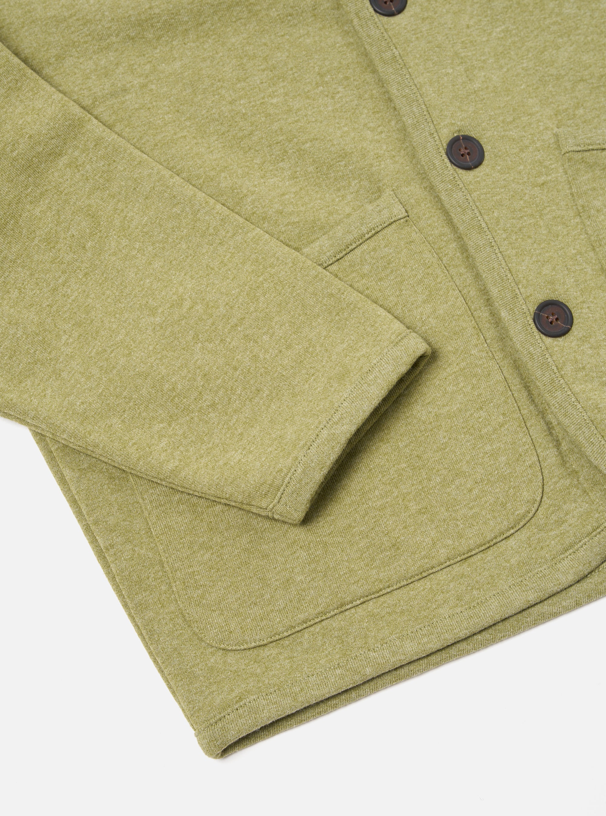 Universal Works Lancaster Jacket in Green Recycled Cotton Blend Jersey