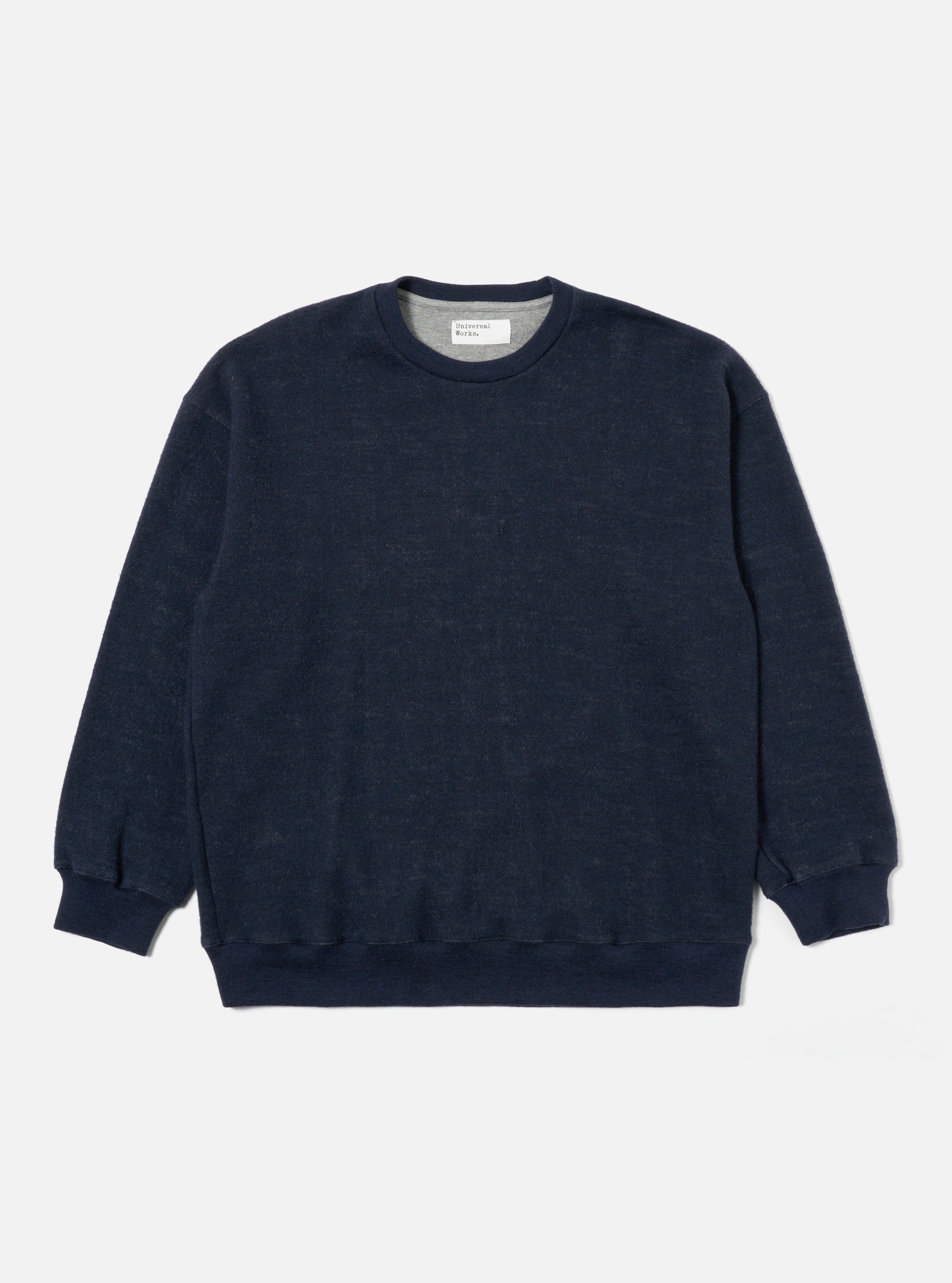 Universal Works Loose Sweatshirt in Navy Soft Wool Cotton Knit