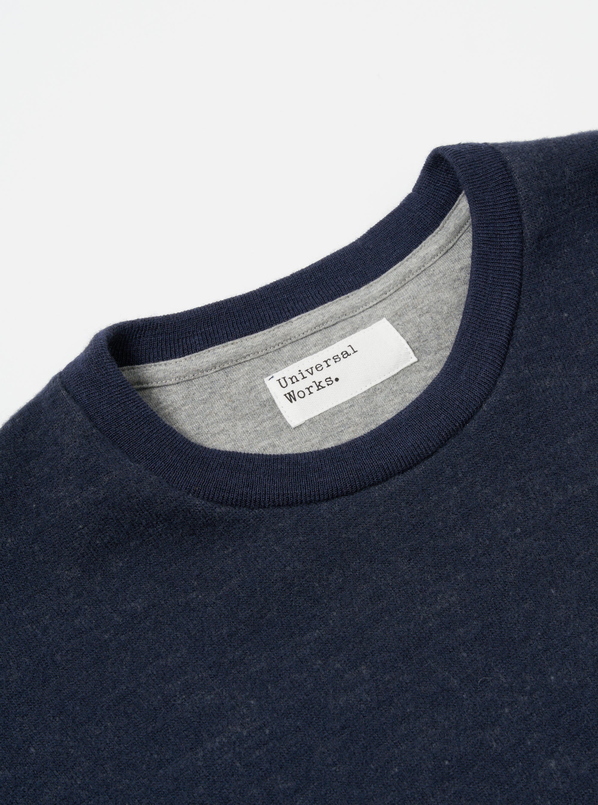 Universal Works Loose Sweatshirt in Navy Soft Wool Cotton Knit