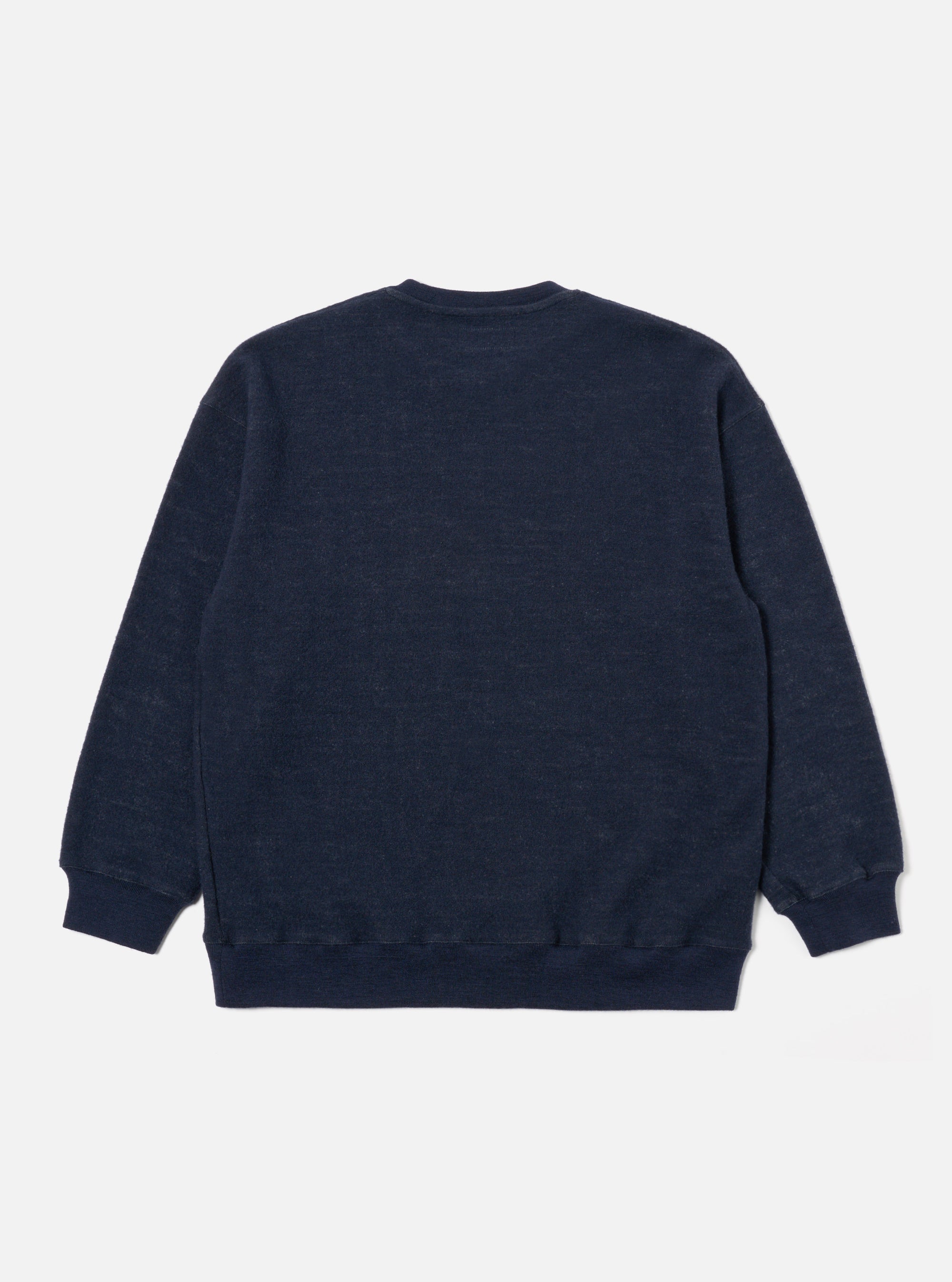 Universal Works Loose Sweatshirt in Navy Soft Wool Cotton Knit