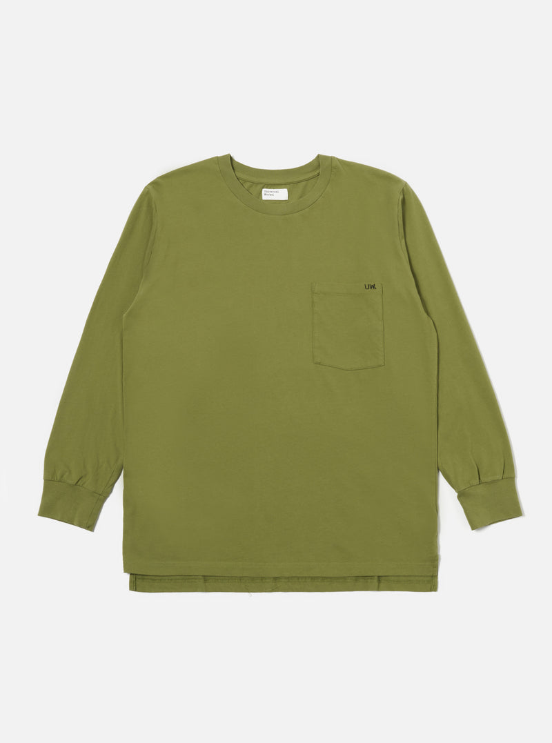 Universal Works L/S Tee in Olive Organic Jersey