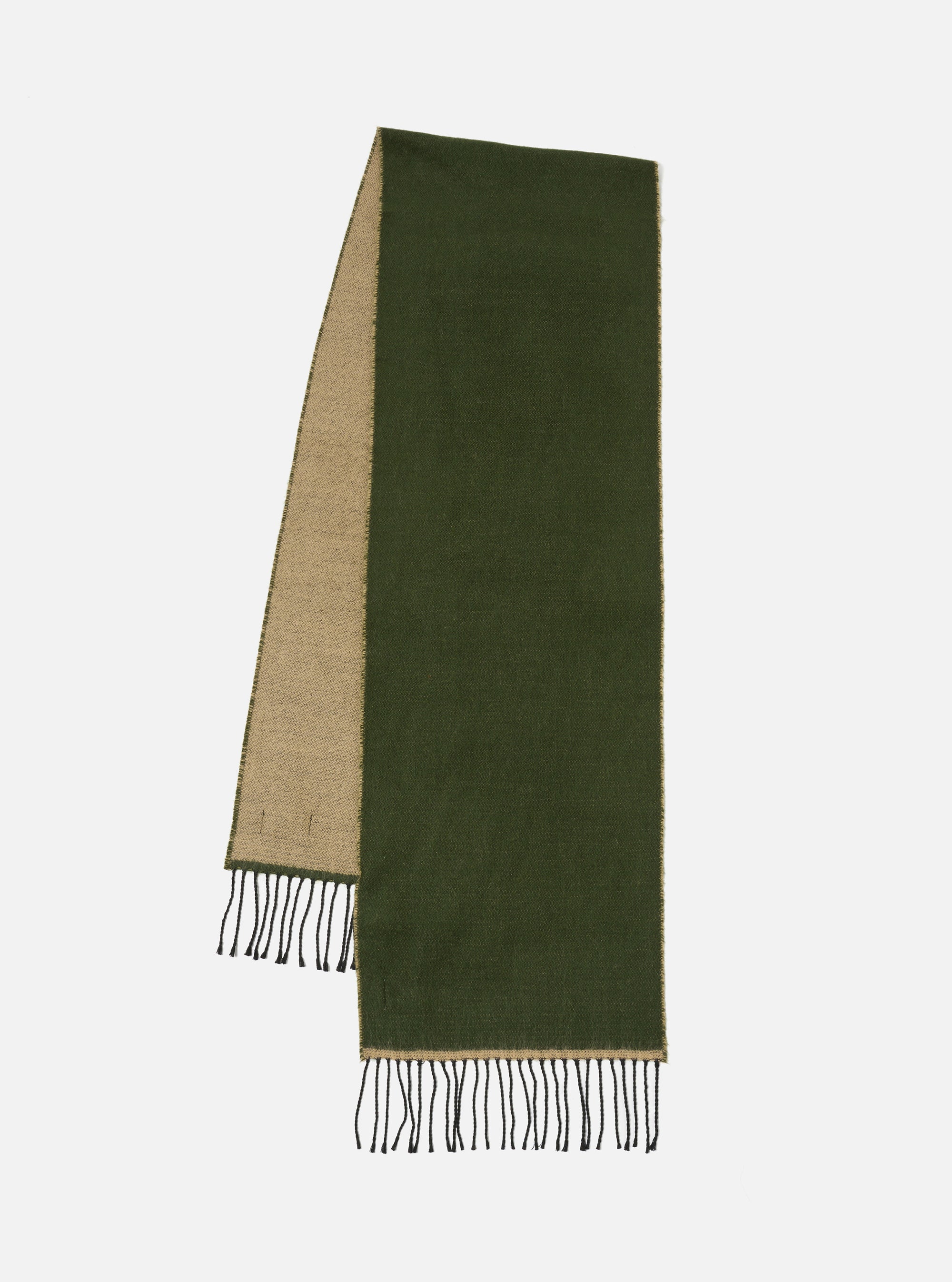 Universal Works Scarf in Olive/Beige Double Sided