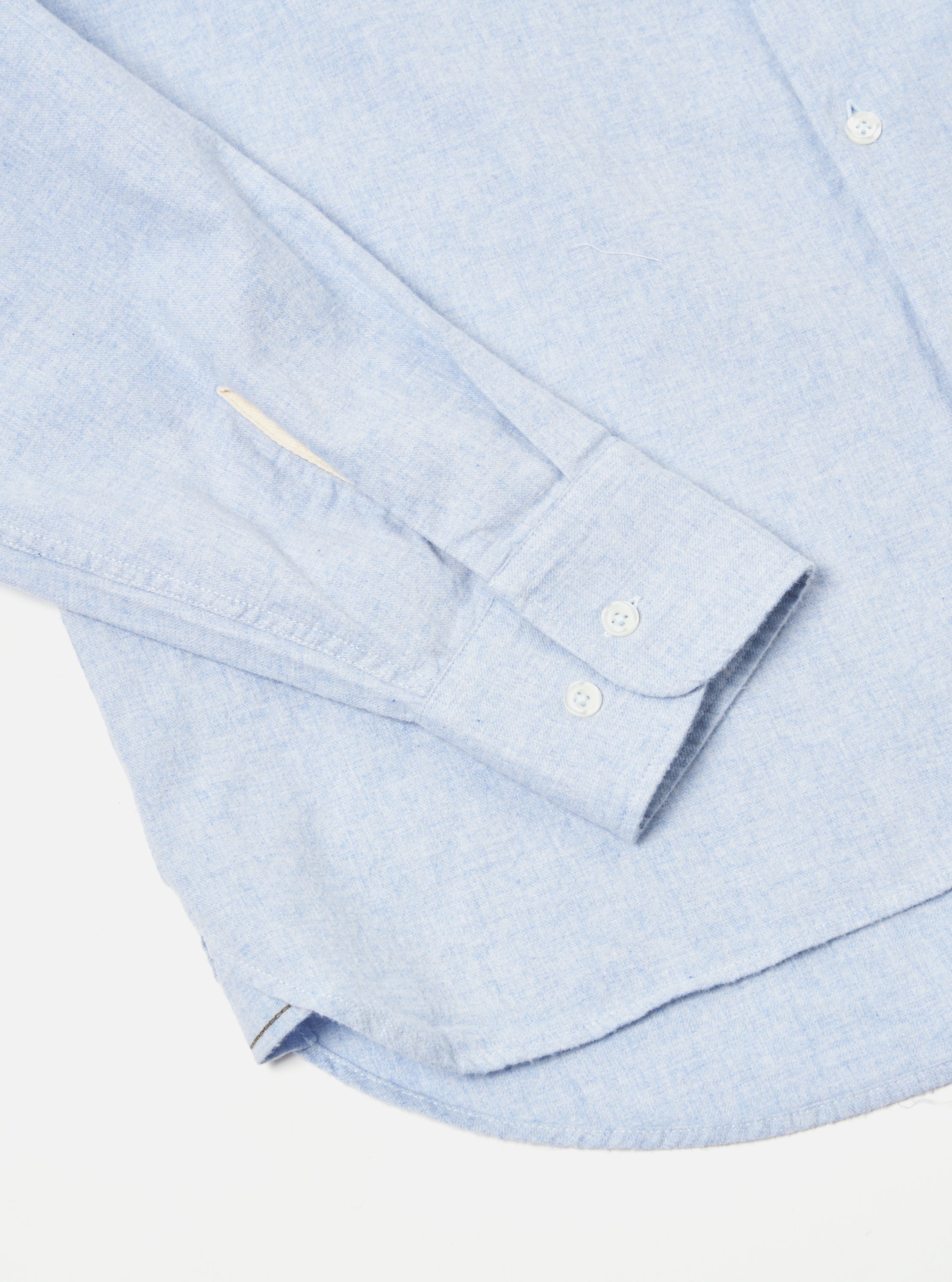 Universal Works Square Pocket Shirt in Blue Brushed Flannel