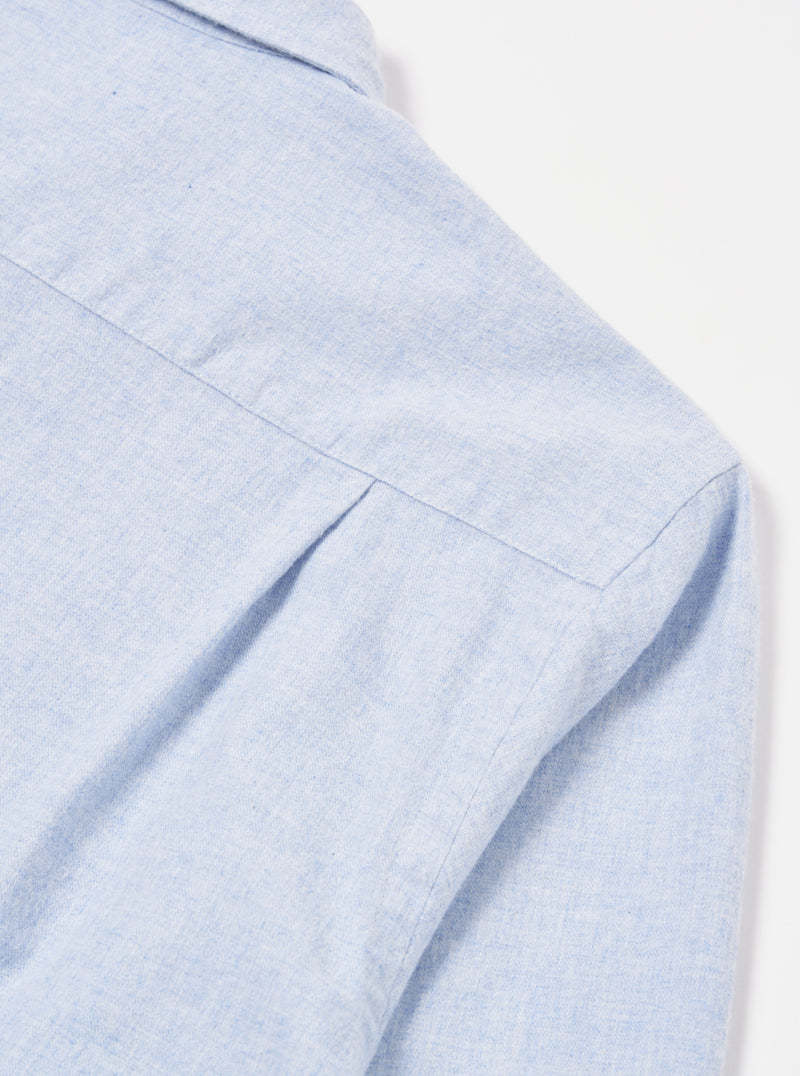 Universal Works Square Pocket Shirt in Blue Brushed Flannel