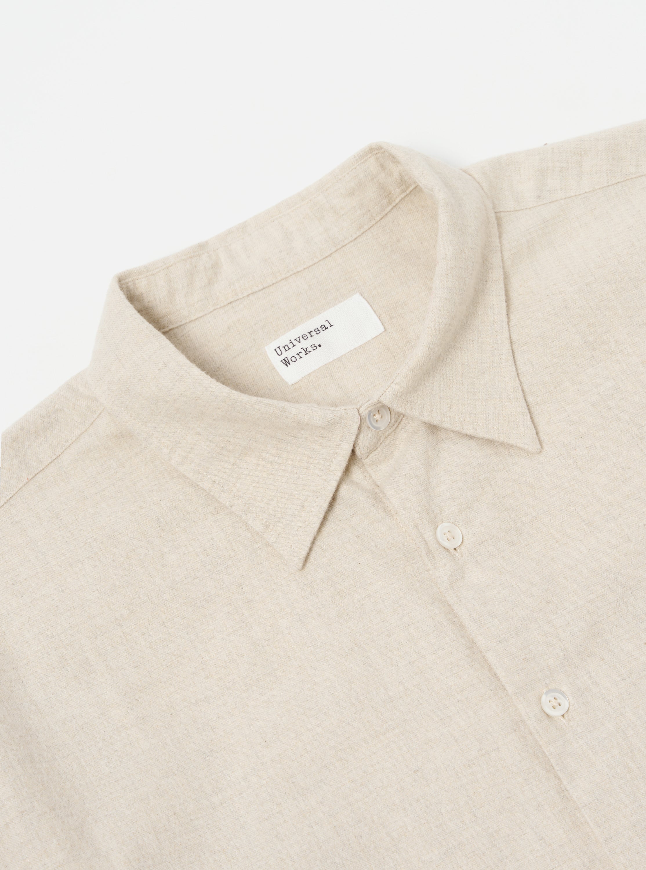 Universal Works Square Pocket Shirt in Sand Brushed Flannel