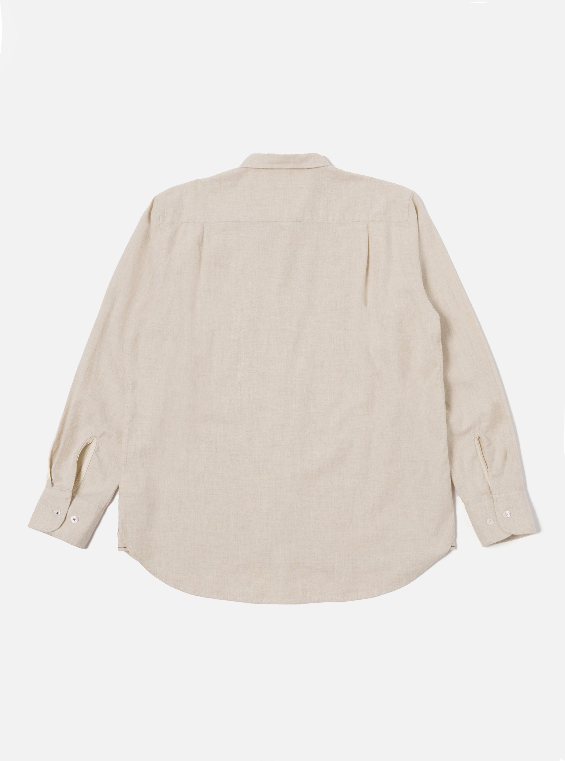 Universal Works Square Pocket Shirt in Sand Brushed Flannel