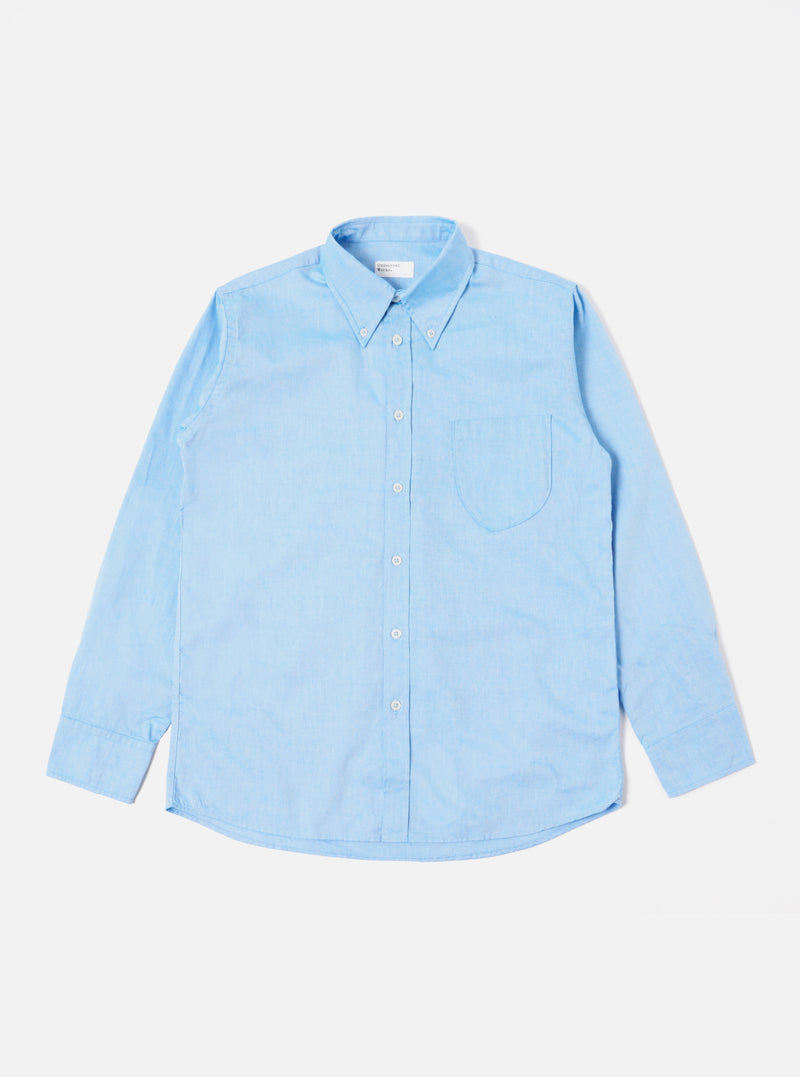 Universal Works Daybrook Shirt in Blue Organic Oxford