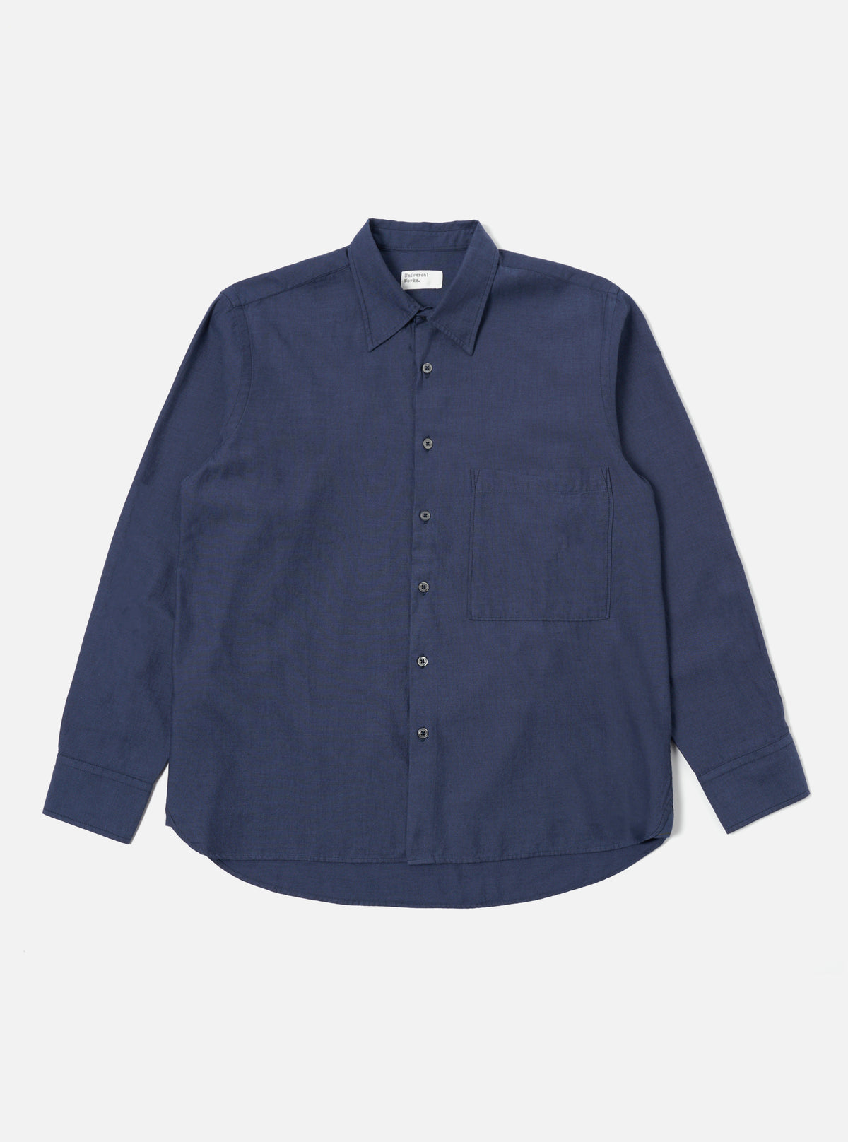 Universal Works Square Pocket Shirt in Navy SG Brushed Twill