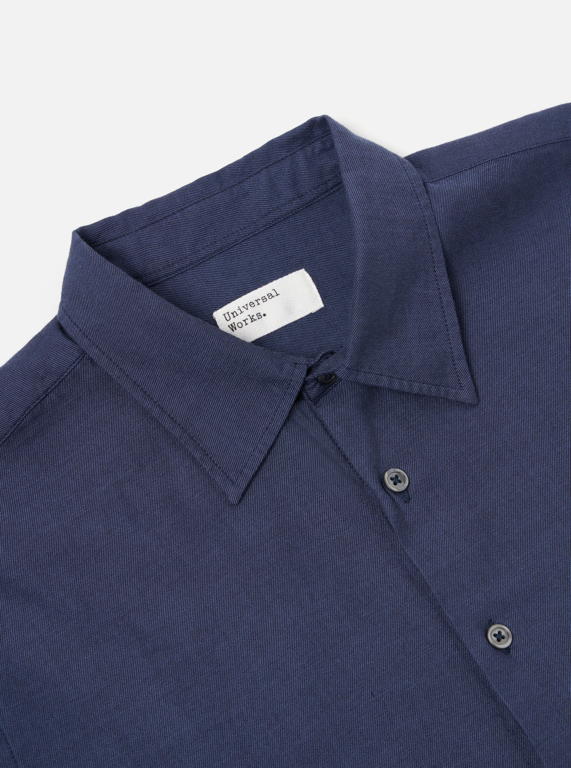 Universal Works Square Pocket Shirt in Navy SG Brushed Twill