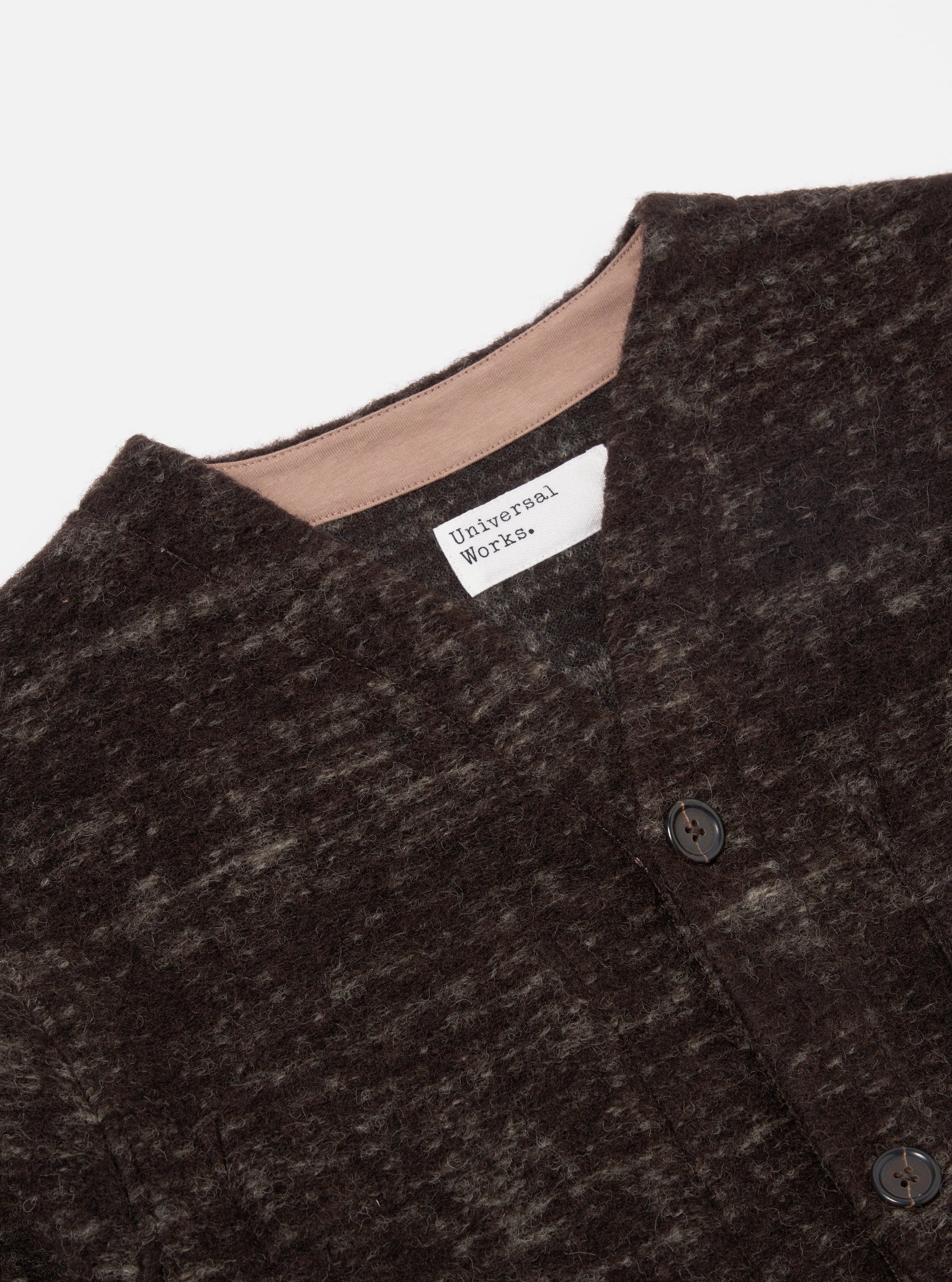 Universal Works Cardigan in Brown Marble Fleece