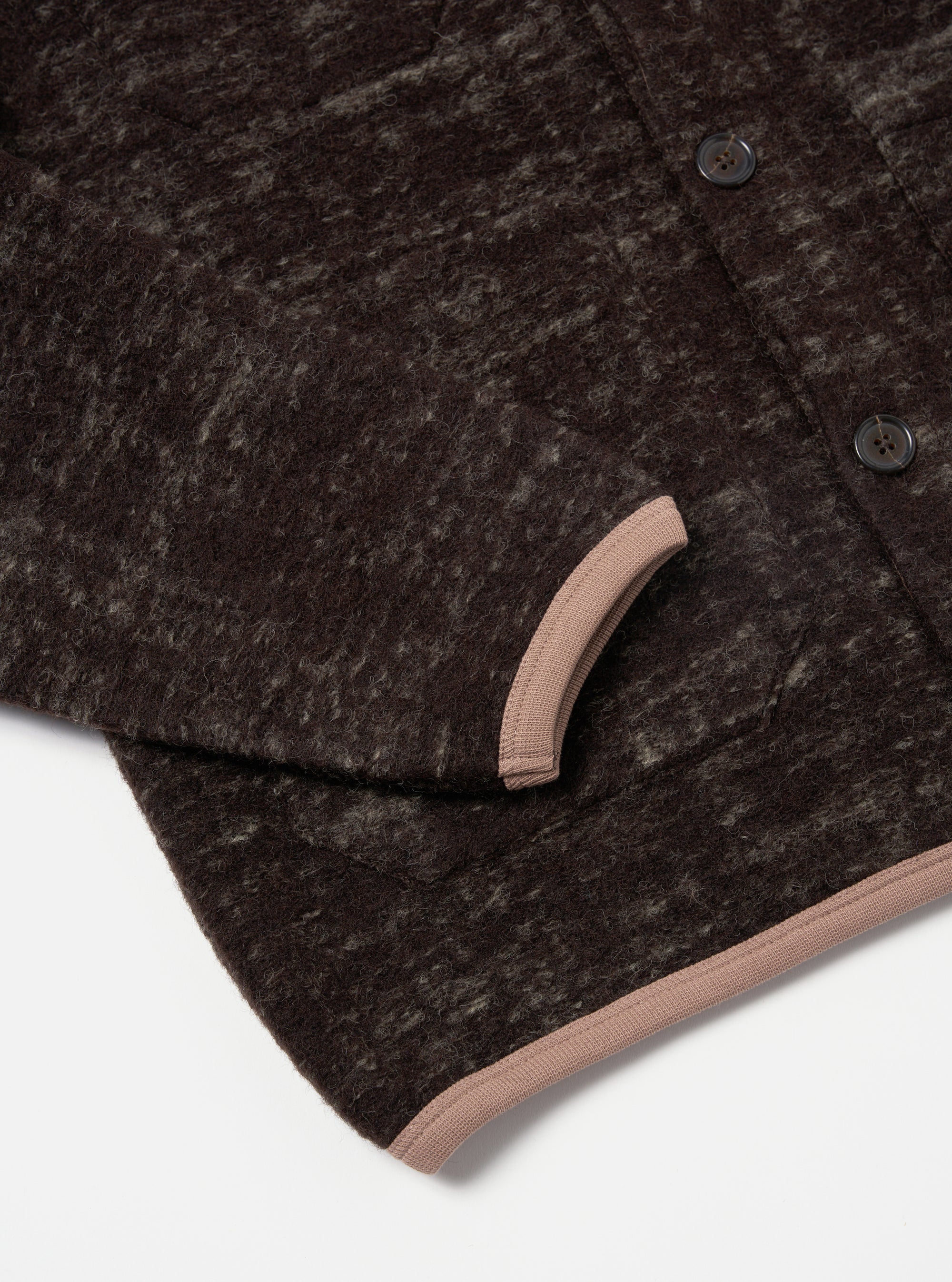 Universal Works Cardigan in Brown Marble Fleece