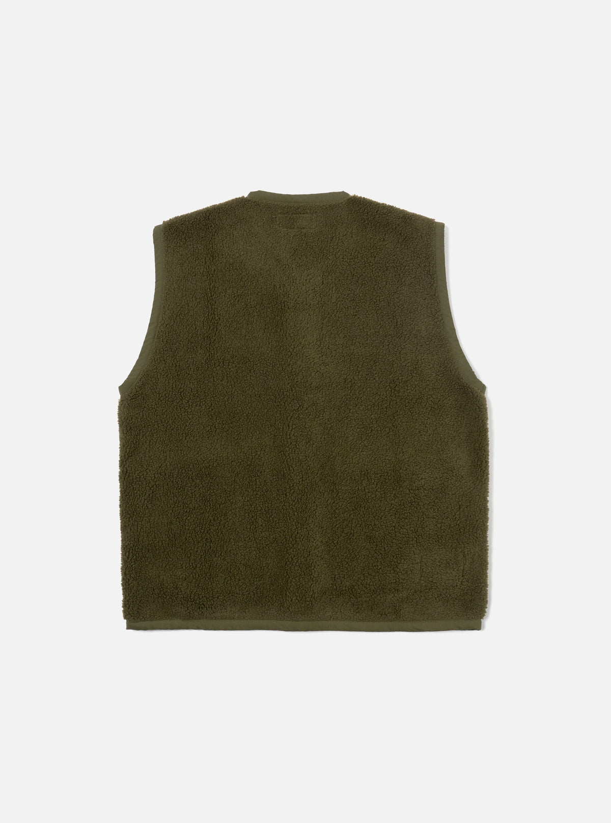 Universal Works Lancaster Gilet in Olive Mountain Fleece