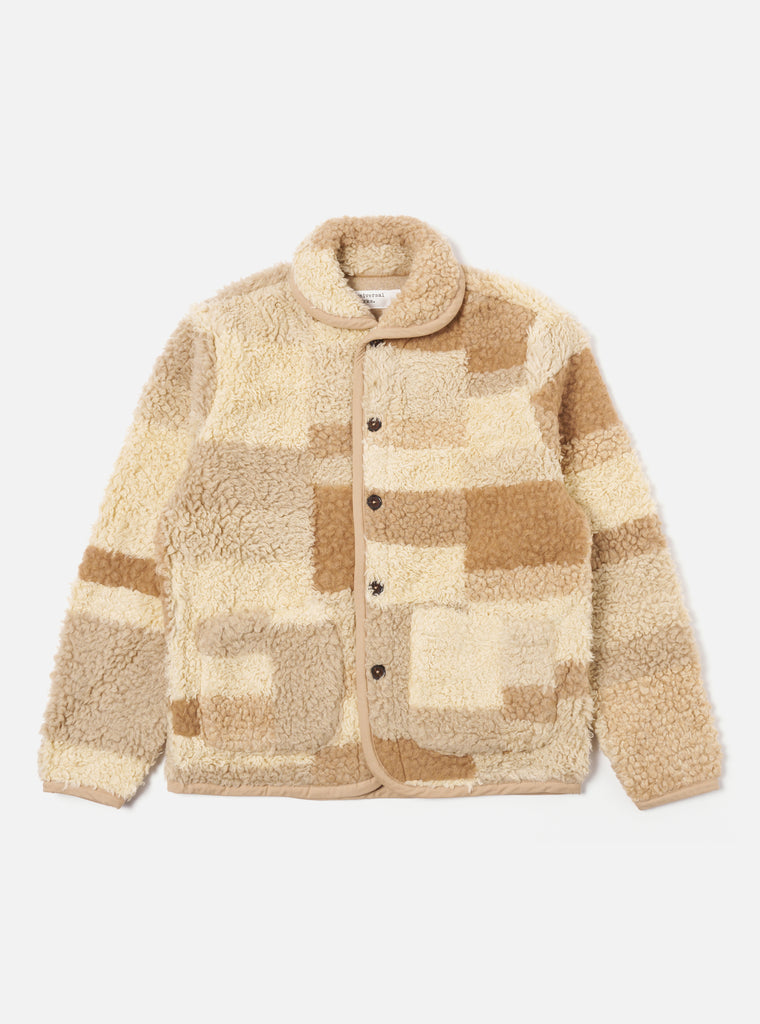 Universal Works Lancaster Jacket in Sand Patchwork Fleece