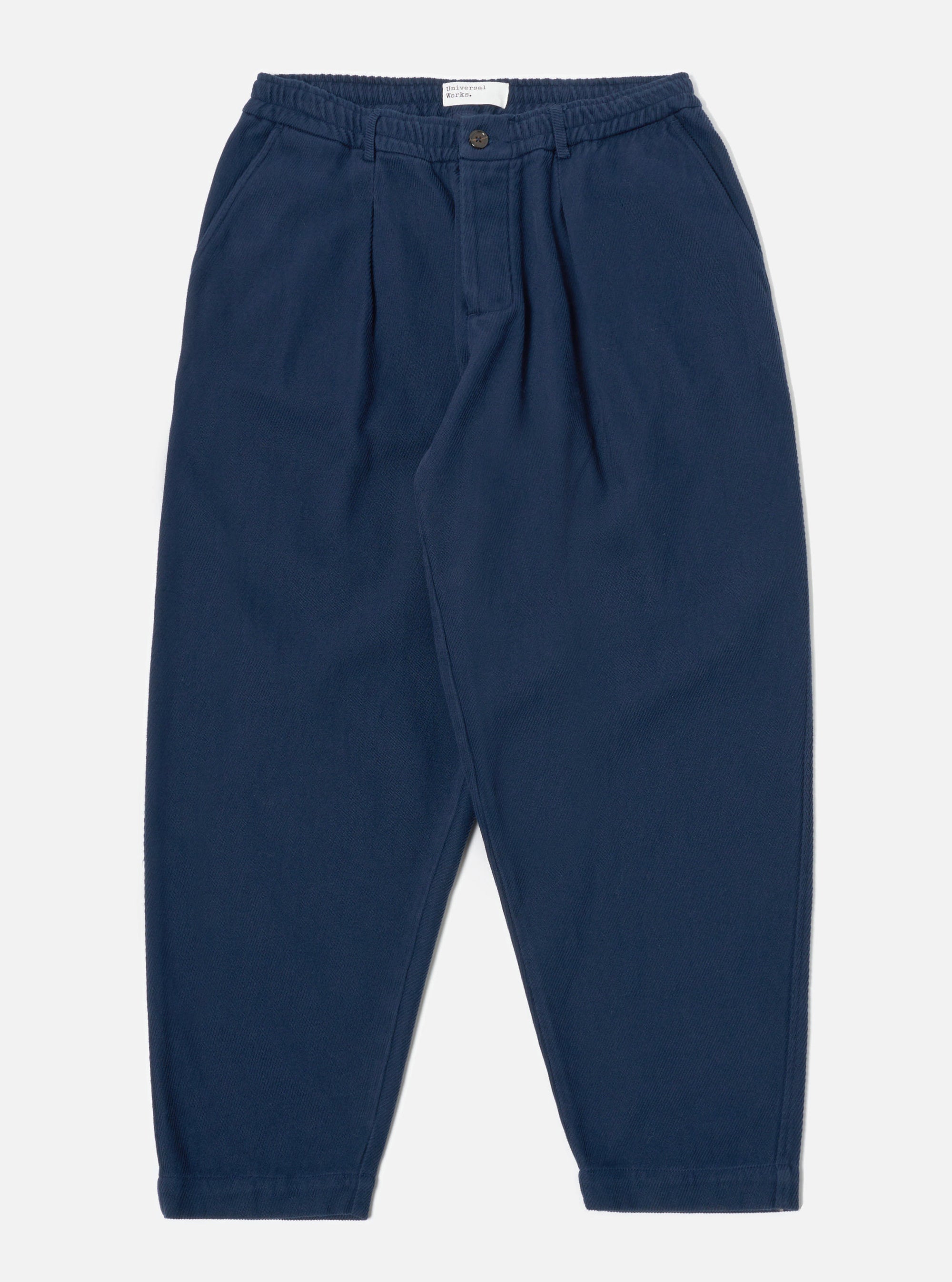 Universal Works Pleated Track Pant in Navy Super Twill