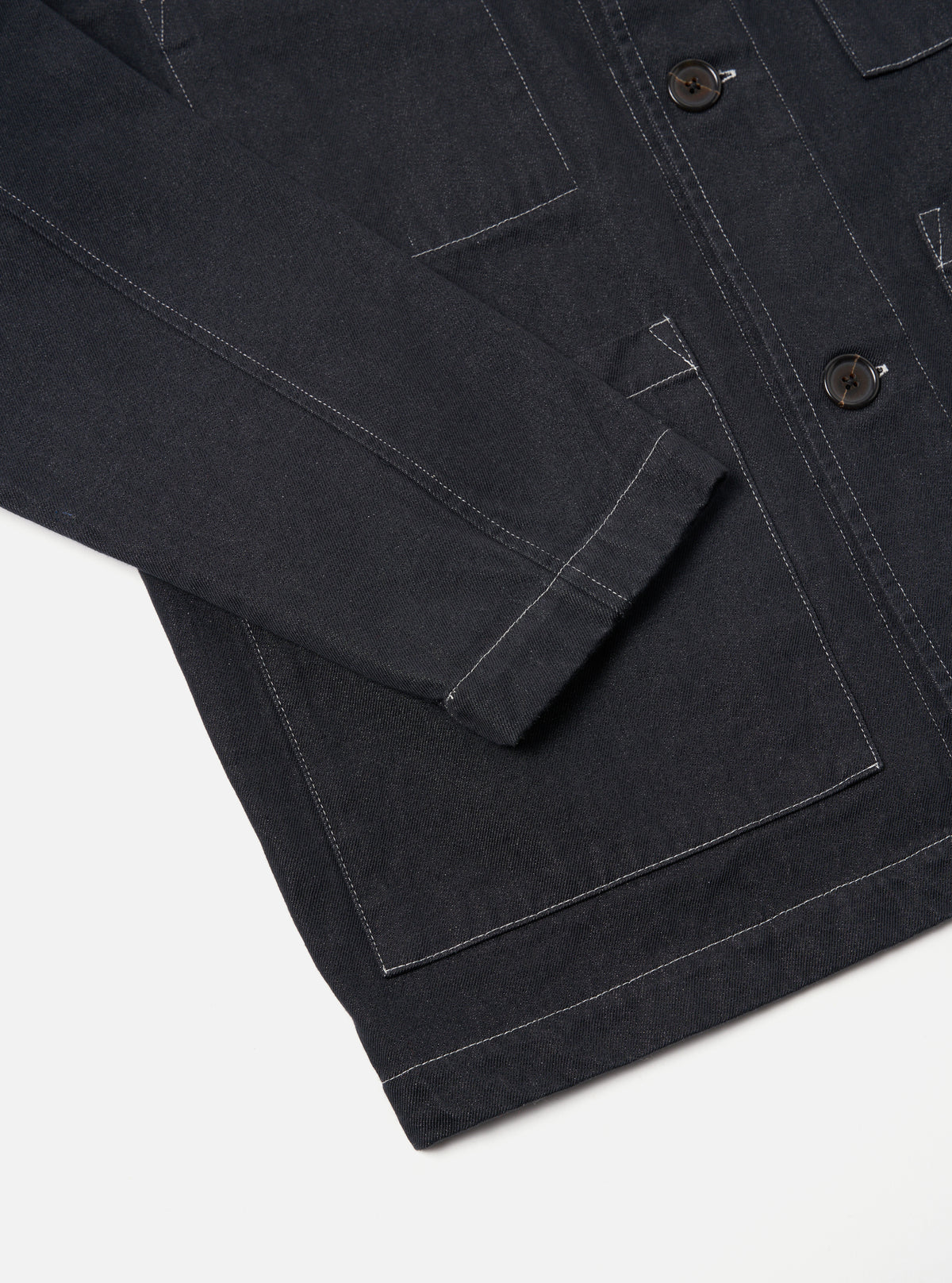 Universal Works Coverall Jacket in Black Cali Denim