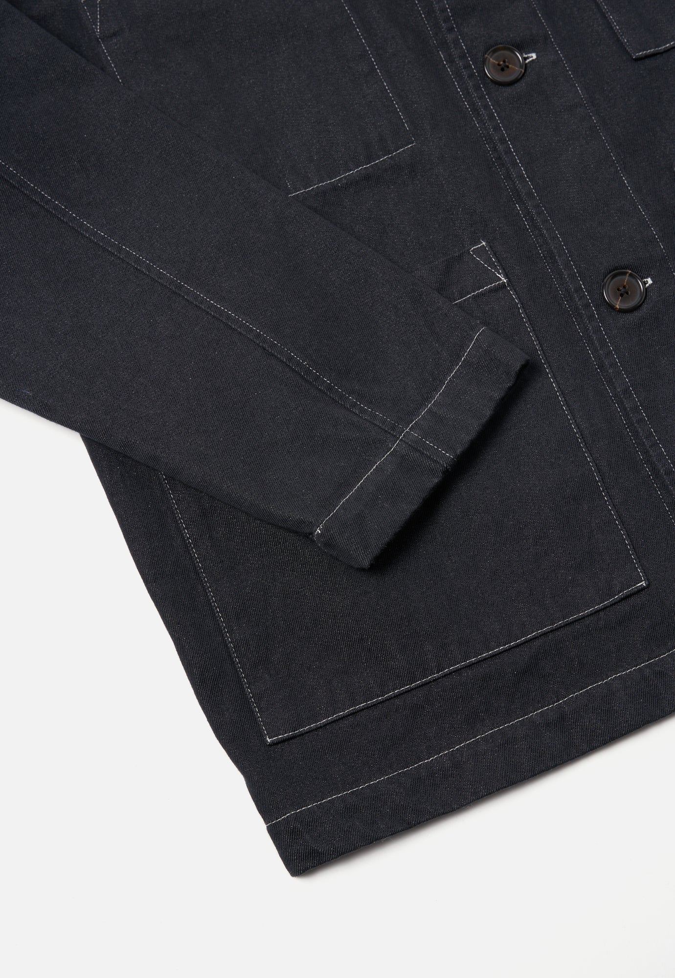 Universal Works Coverall Jacket in Black Cali Denim