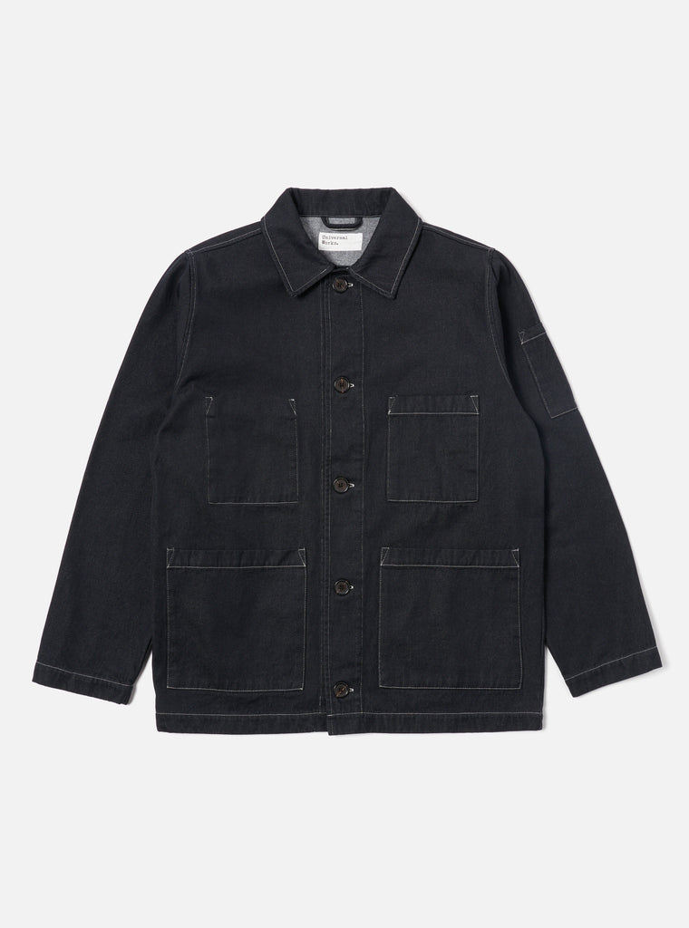 Universal Works Coverall Jacket in Black Cali Denim