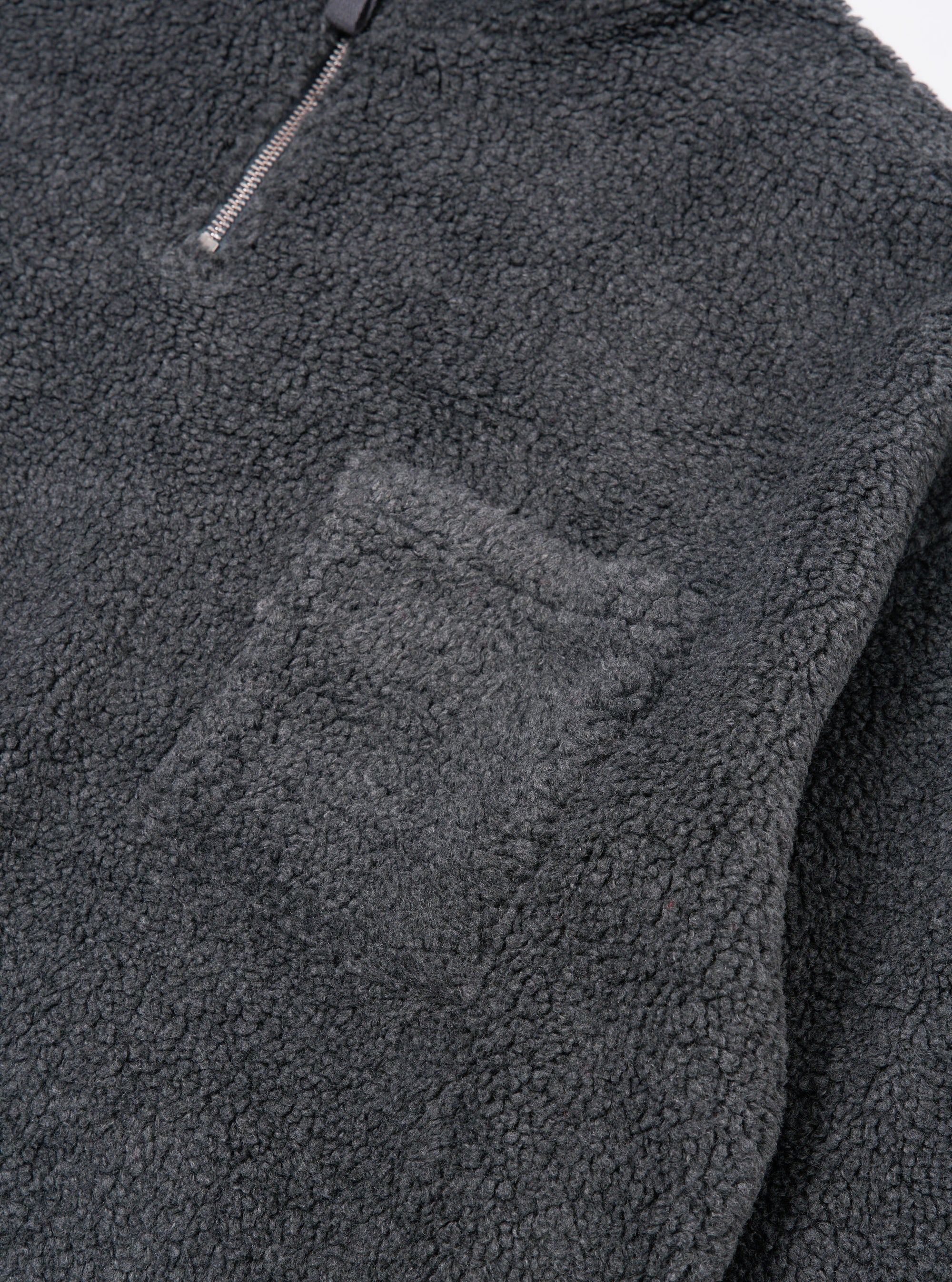 Universal Works Ramsay Quarter Zip in Charcoal Mountain Fleece