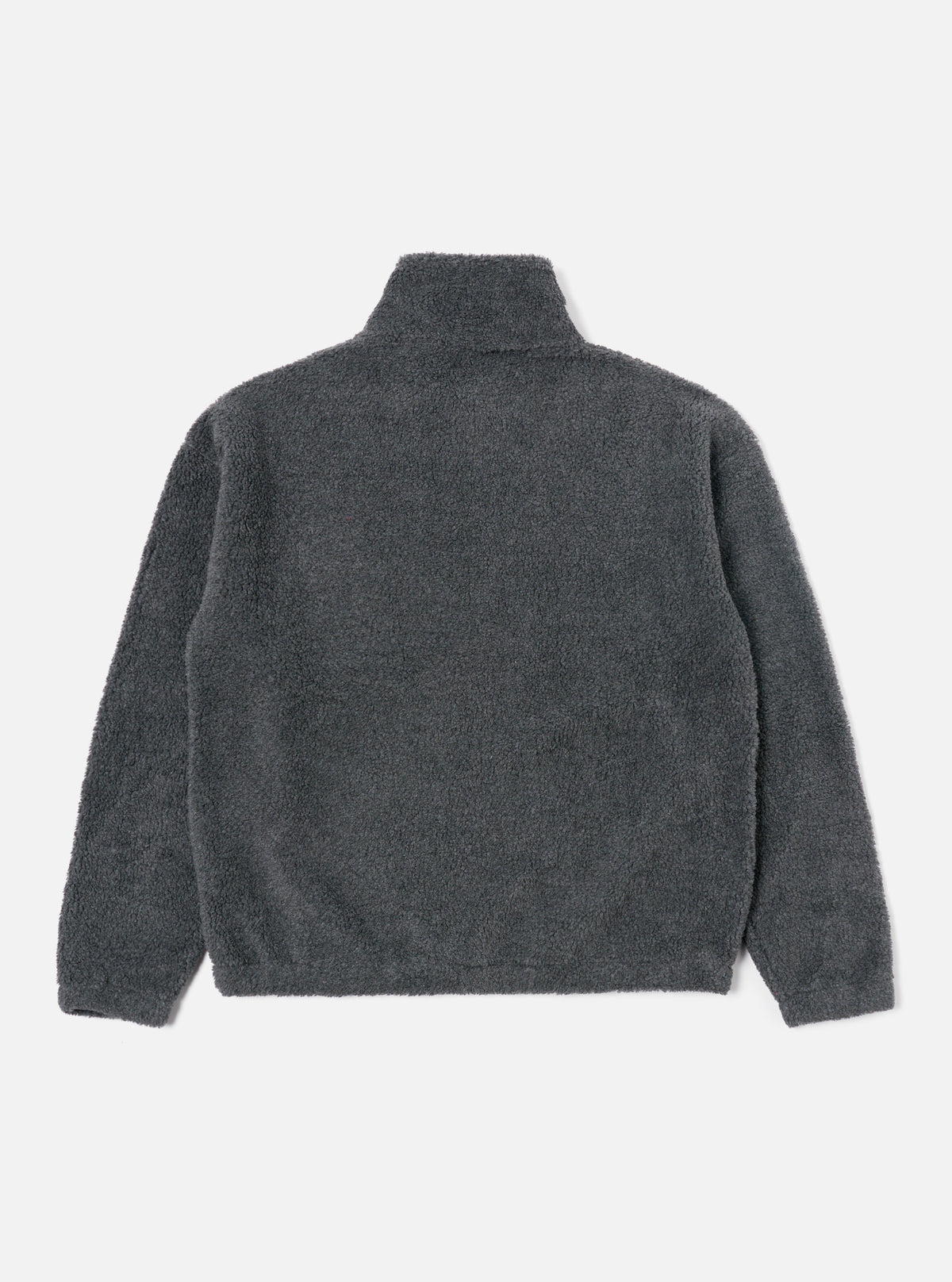 Universal Works Ramsay Quarter Zip in Charcoal Mountain Fleece