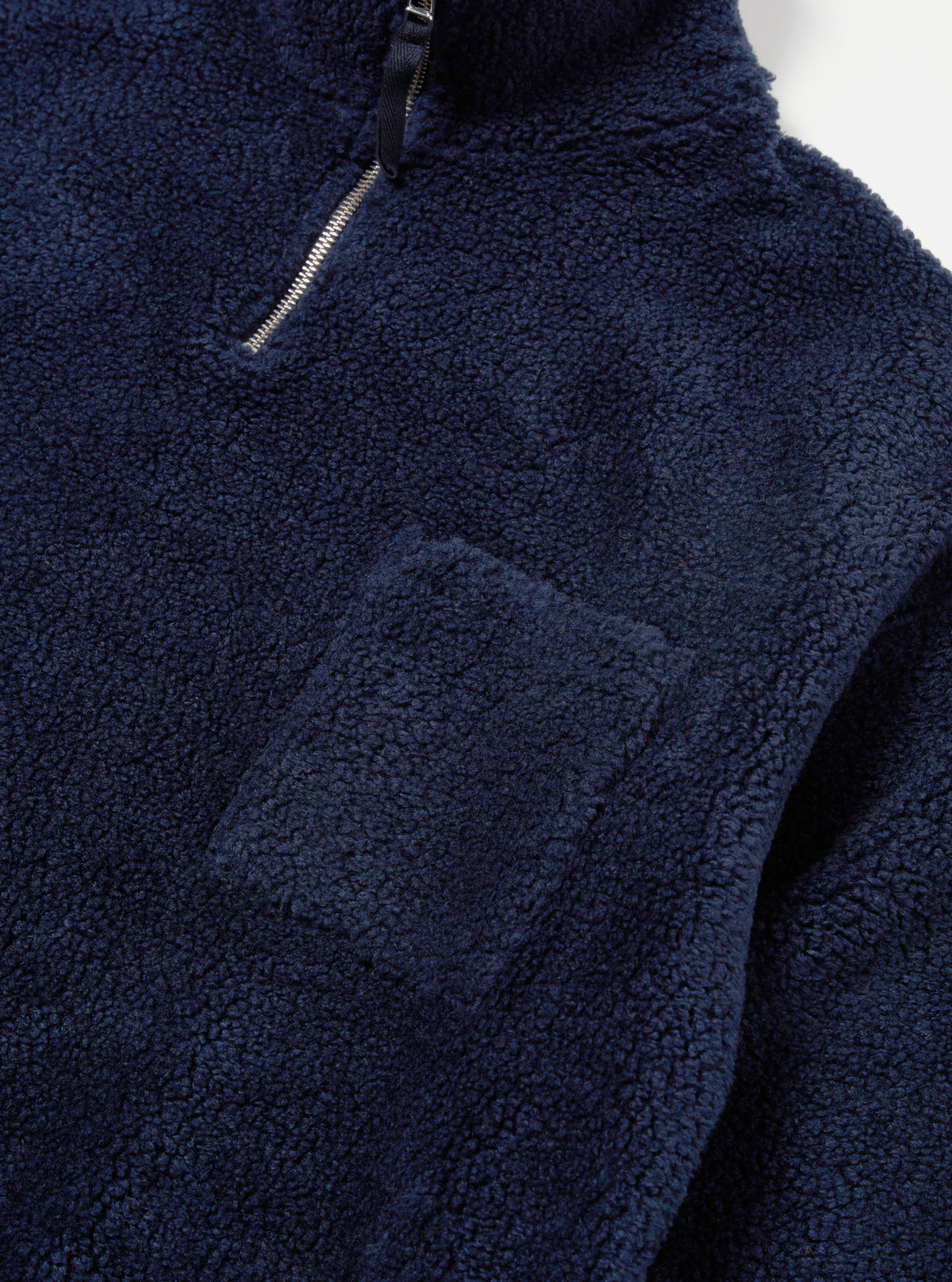 Universal Works Ramsay Quarter Zip in Navy Mountain Fleece