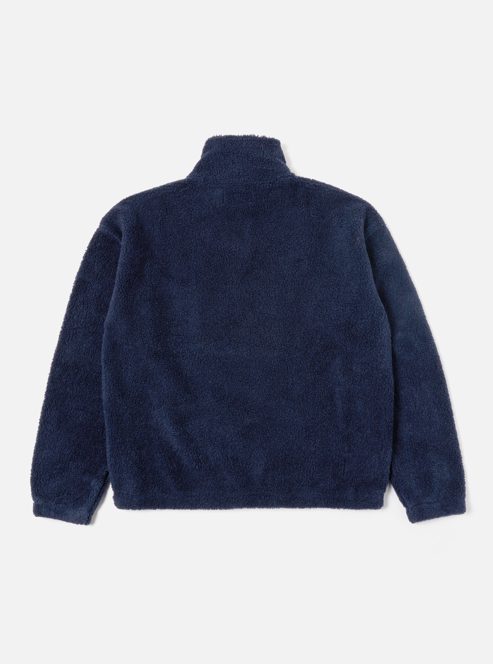 Universal Works Ramsay Quarter Zip in Navy Mountain Fleece