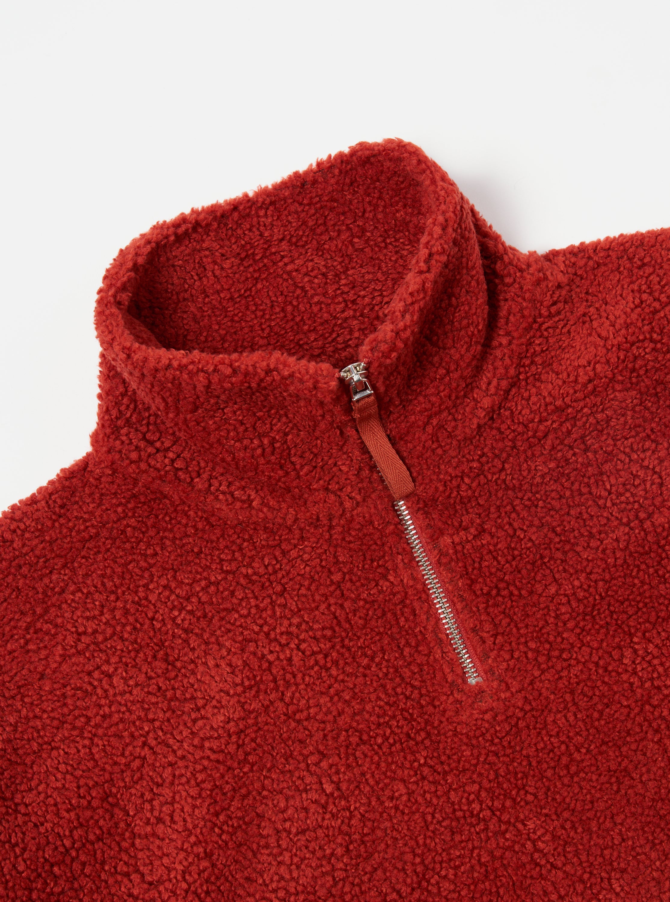 Universal Works Ramsay Quarter Zip in Orange Mountain Fleece