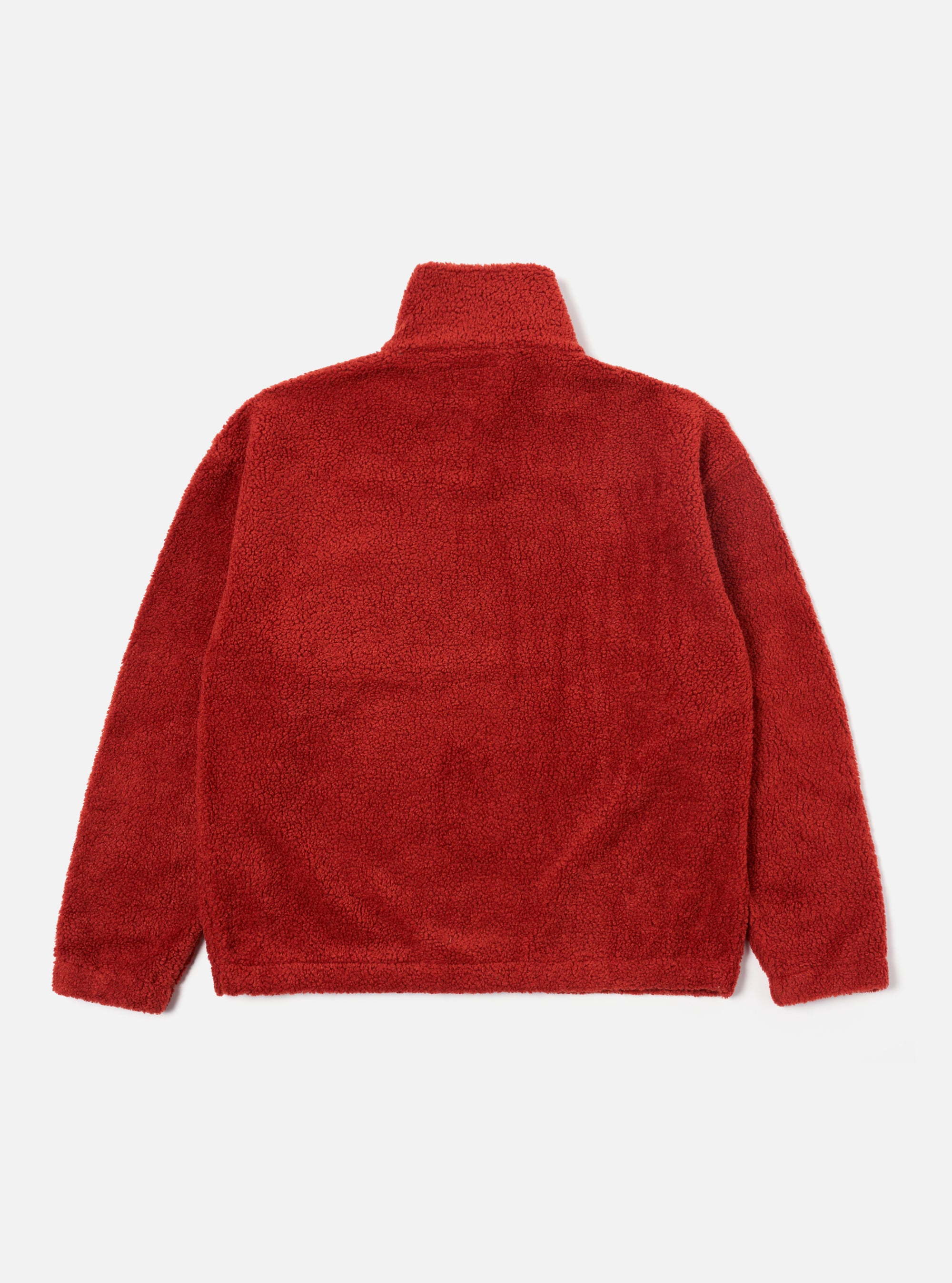 Universal Works Ramsay Quarter Zip in Orange Mountain Fleece