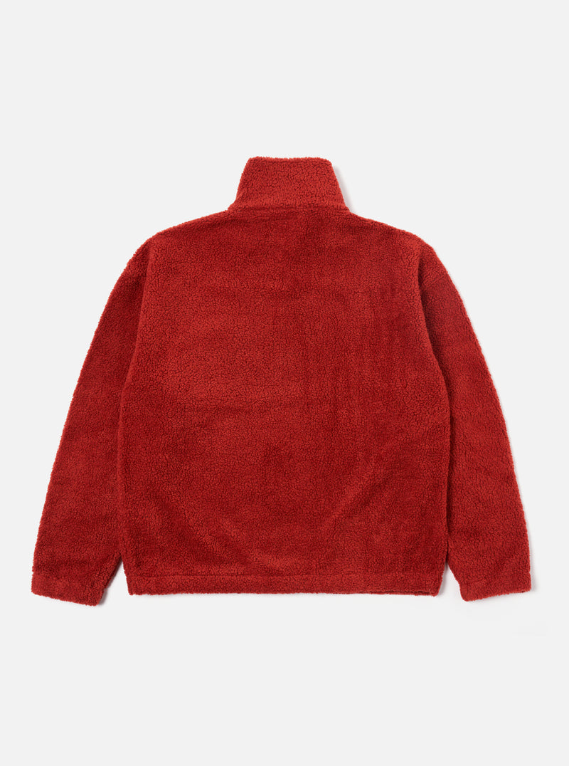 Universal Works Ramsay Quarter Zip in Orange Mountain Fleece