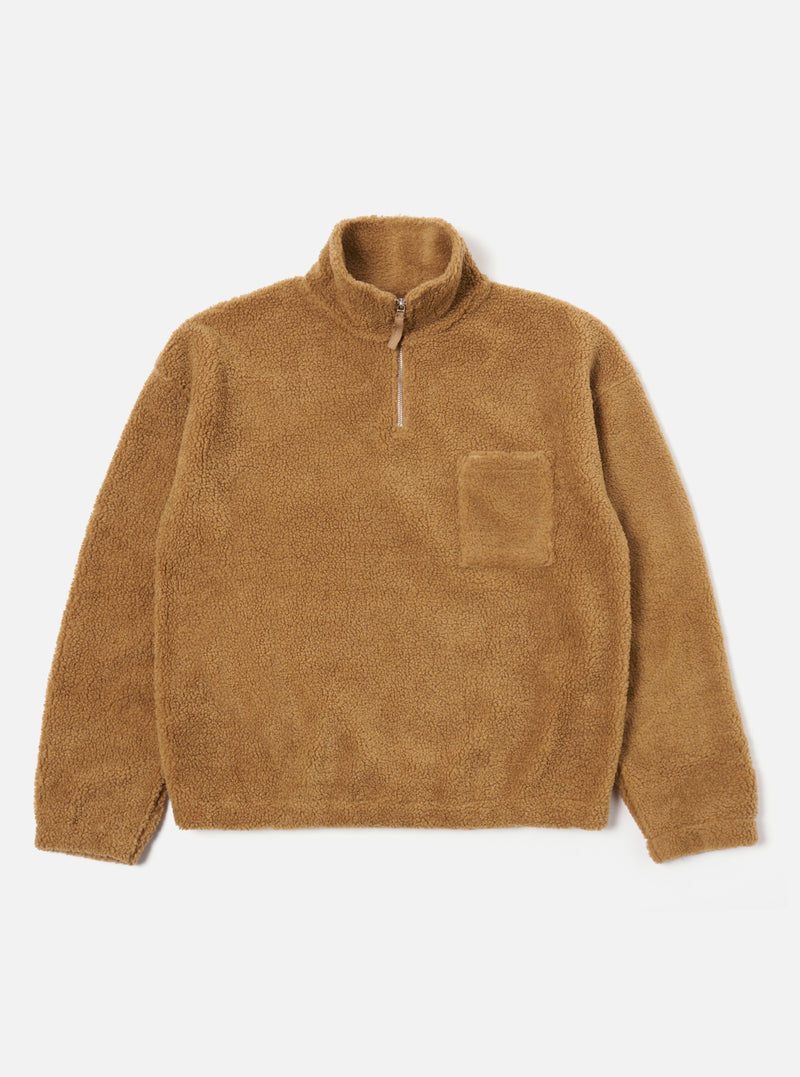 Universal Works Ramsay Quarter Zip in Sand Mountain Fleece