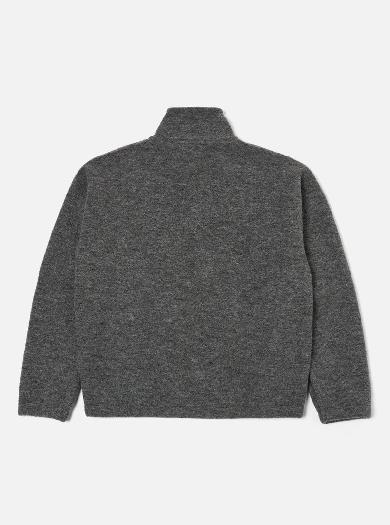 Universal Works Ramsay Quarter Zip in Grey Marl Wool Fleece